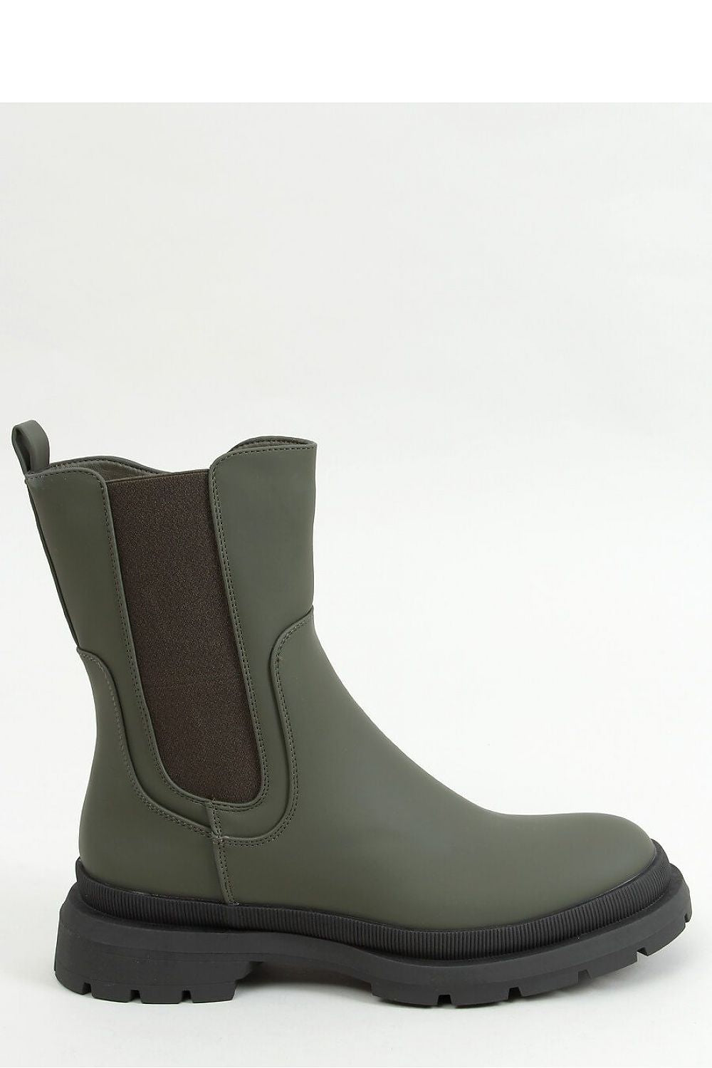 Structured Utility Olive Green Lug Sole Chelsea Boot for Women
