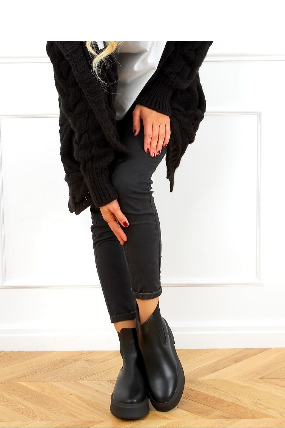 Minimal Black Leather Chelsea Boots with Sculpted Platform Sole for Women