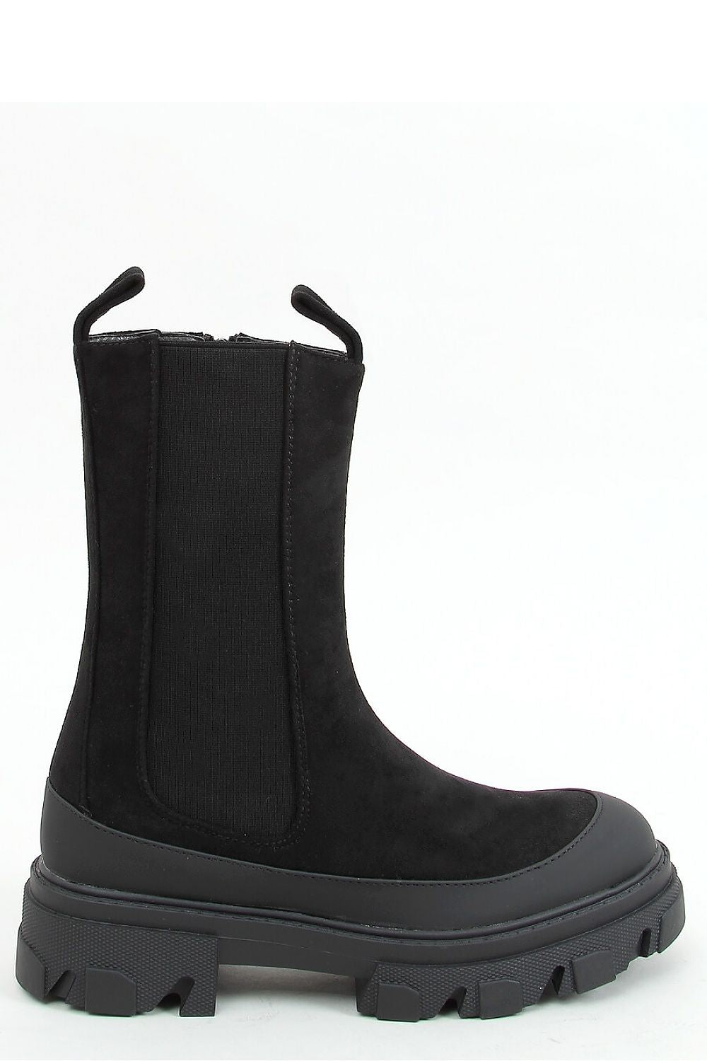 Tonal Black Platform Chelsea Boot with Chunky Rubber Sole for Women
