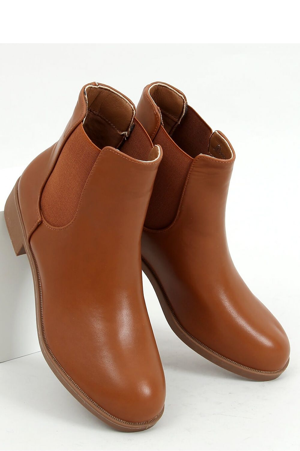 Hand-Polished Brown Leather Chelsea Boot with Low Block Heel for Women