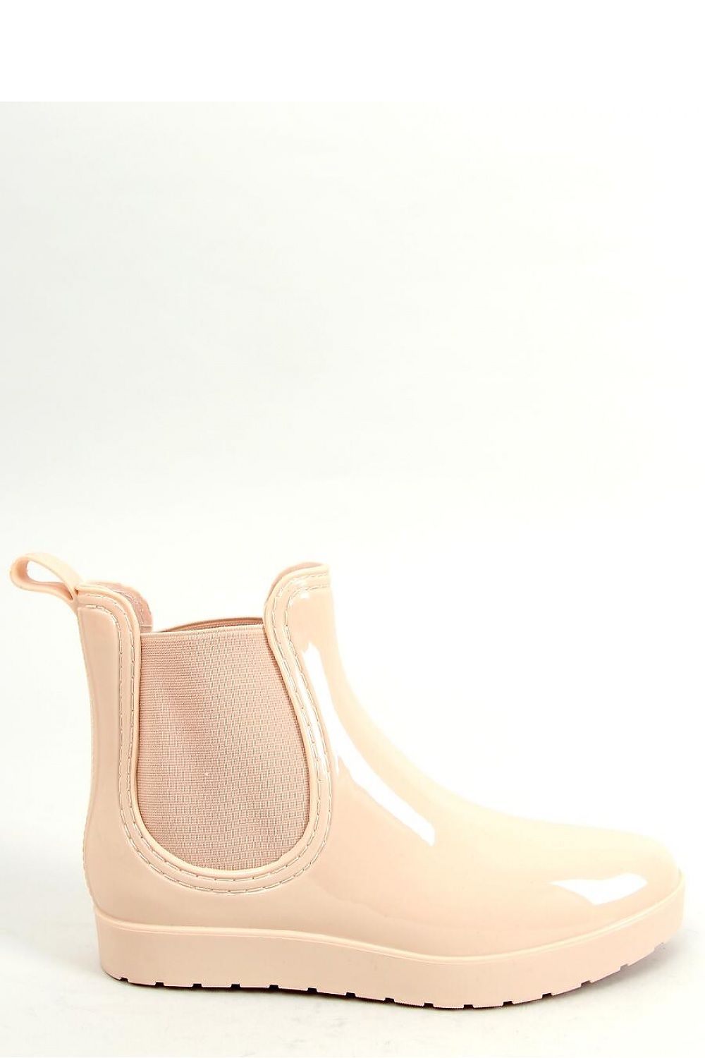 Beige Patent Waterproof Rubber Wellington Chelsea Boots for Women