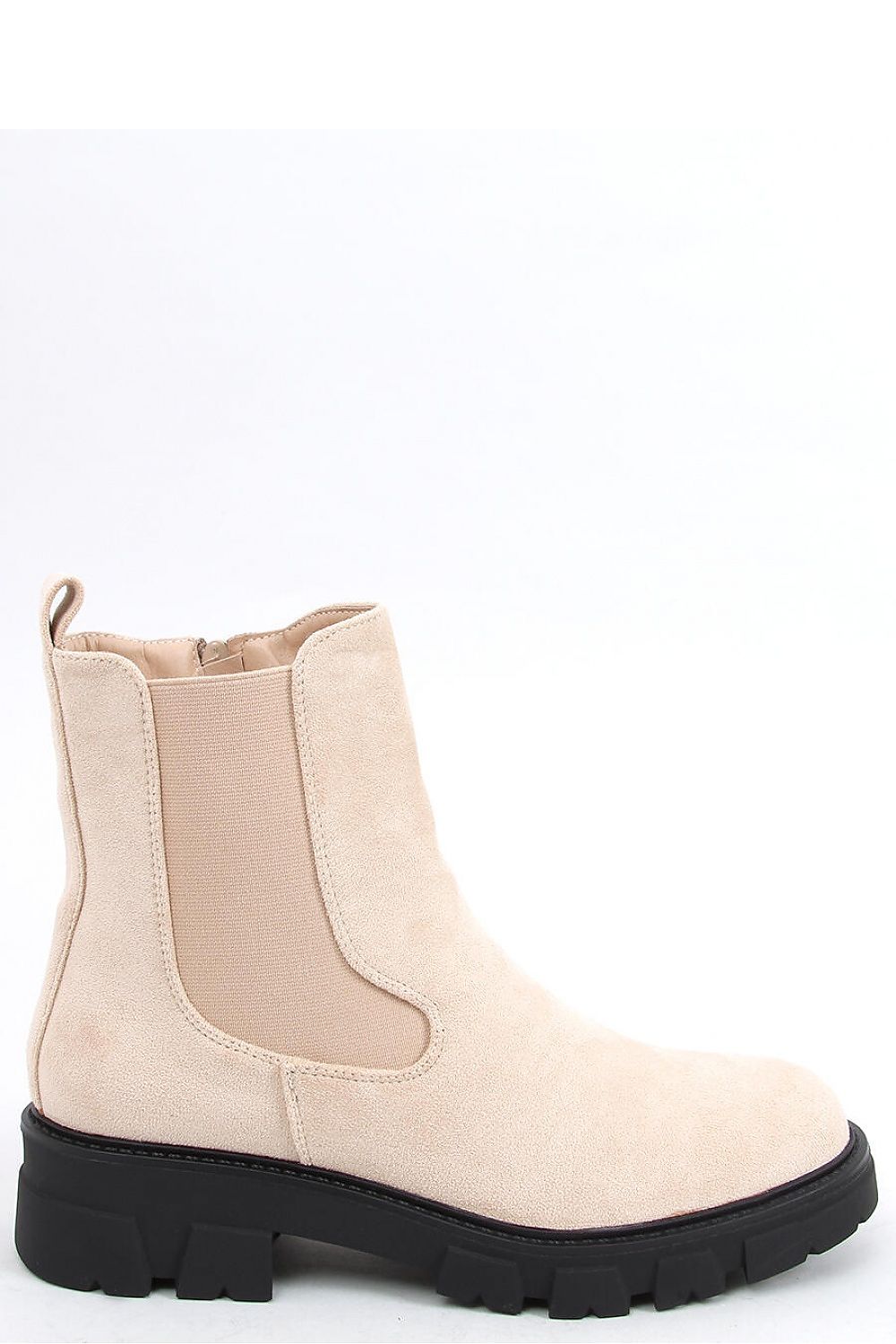 Creamy Beige Suede Women's Chelsea Boot with Chunky Sole
