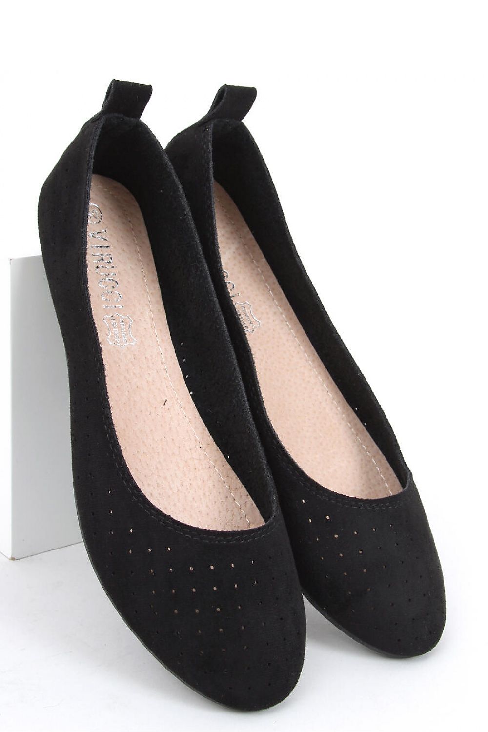 Black Cutwork Eco-Suede Ballet Flats