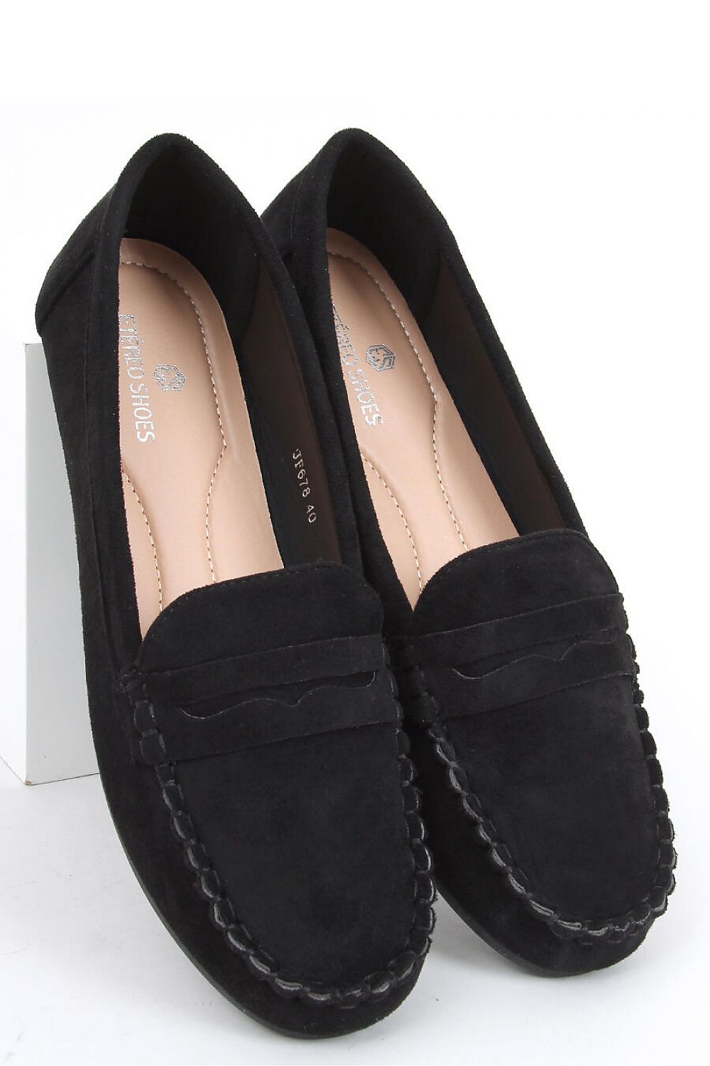 Black Suede Penny Loafers – Women's Round Toe with Whipstitch Trim