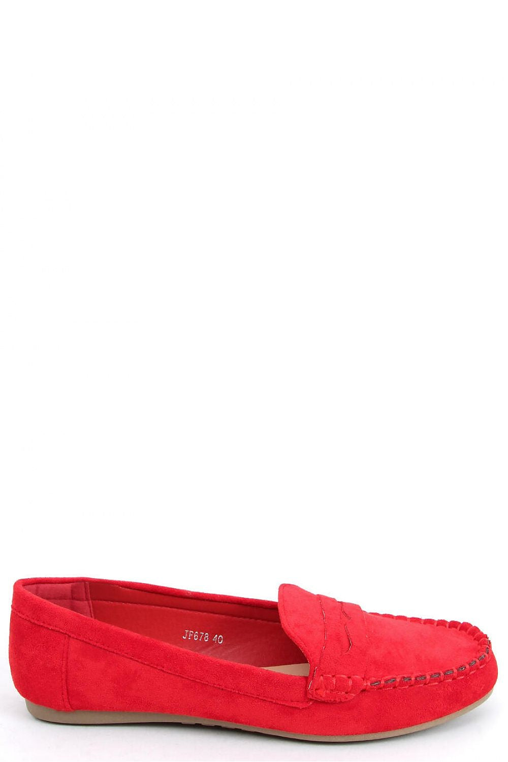 Red Suede Penny Loafers – Women's Round Toe with Contrast Whipstitch Detailing