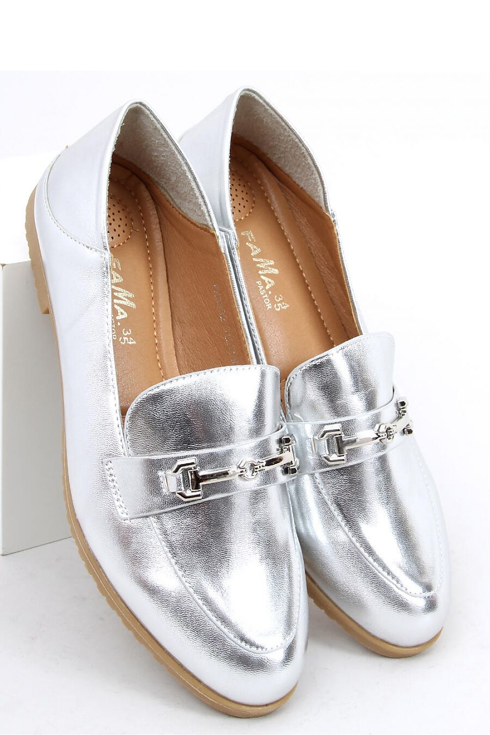 Metallic Silver Vegan Leather Women's Loafers – Almond Toe with Horsebit Detail