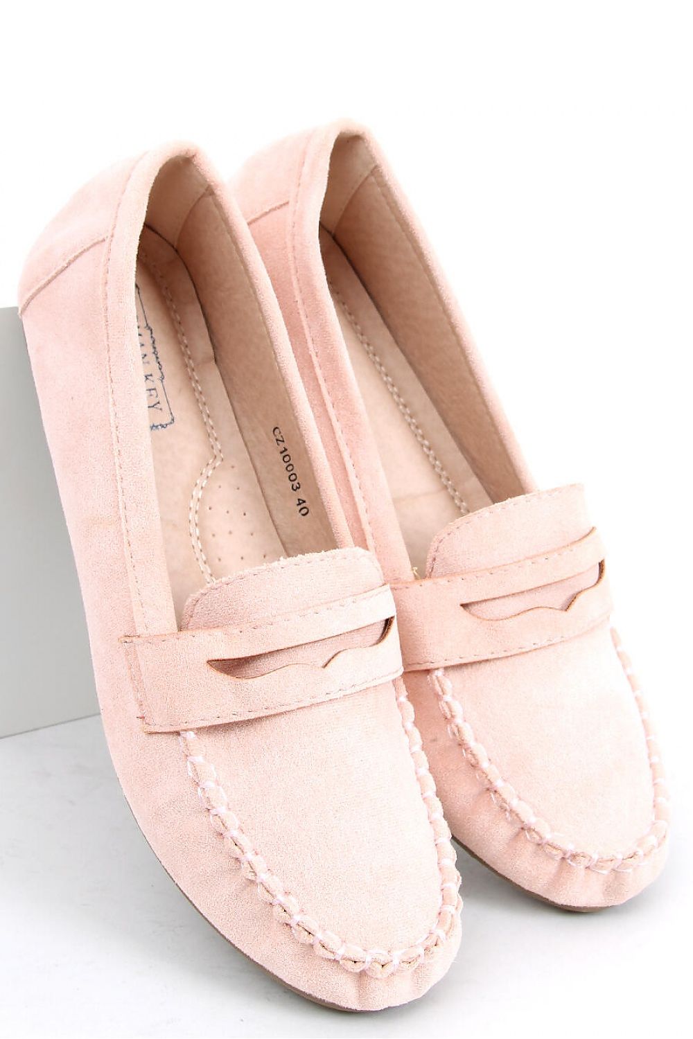 Blush Vegan Suede Penny Loafers for Women – Almond Toe with Cutout Strap Detail