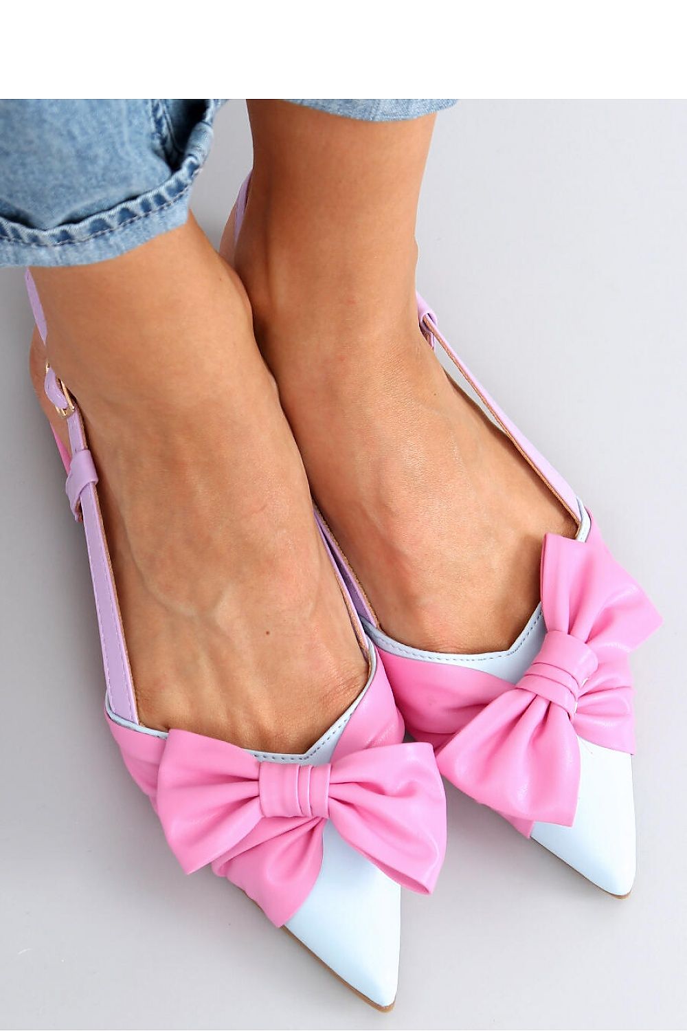 Lavender and Pink Open-Toe Satin Slingback Flat Sandals with Oversized Bow