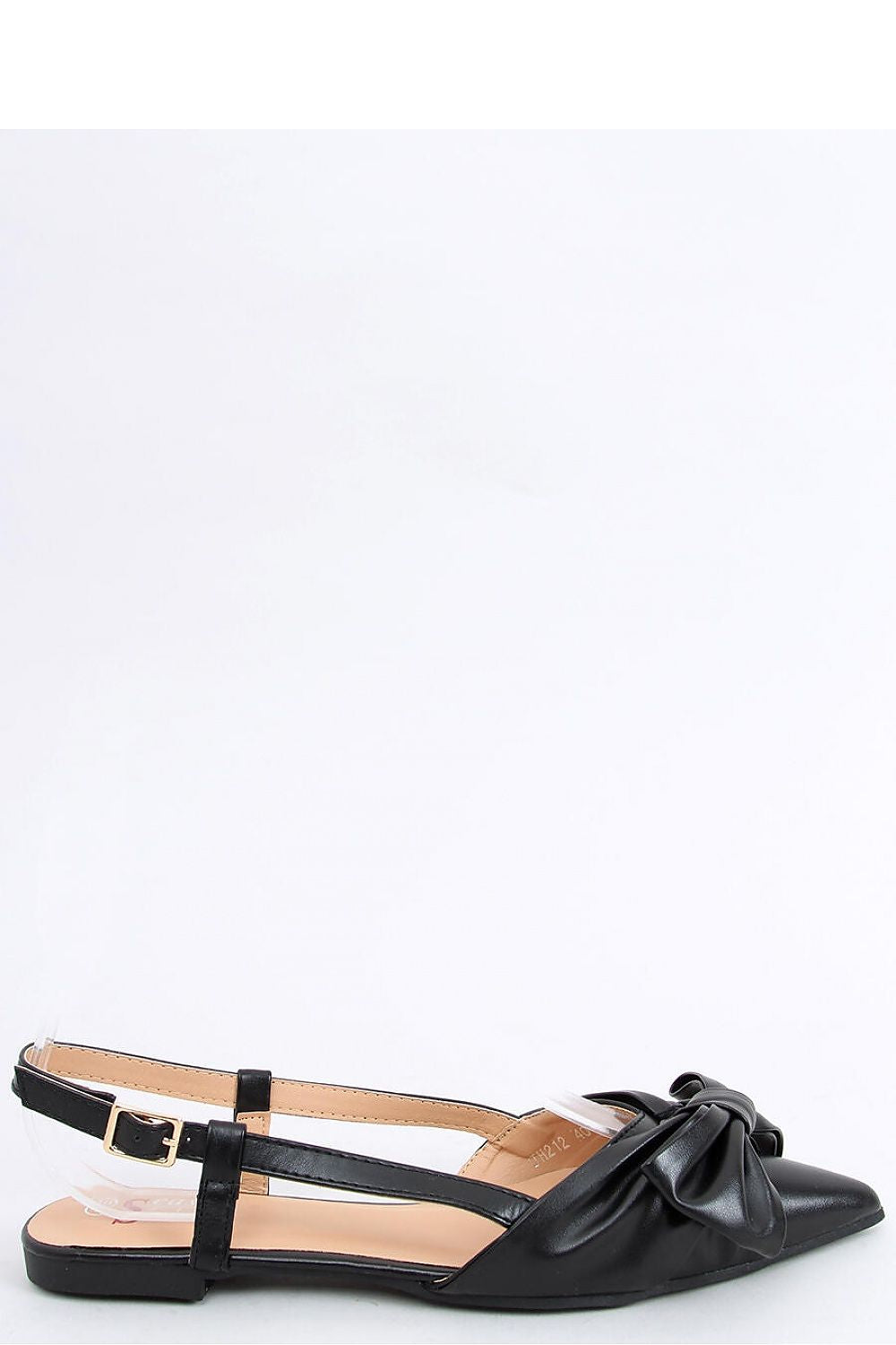 Black Pointed-Toe Women's Slingback Flats with Oversized Bow