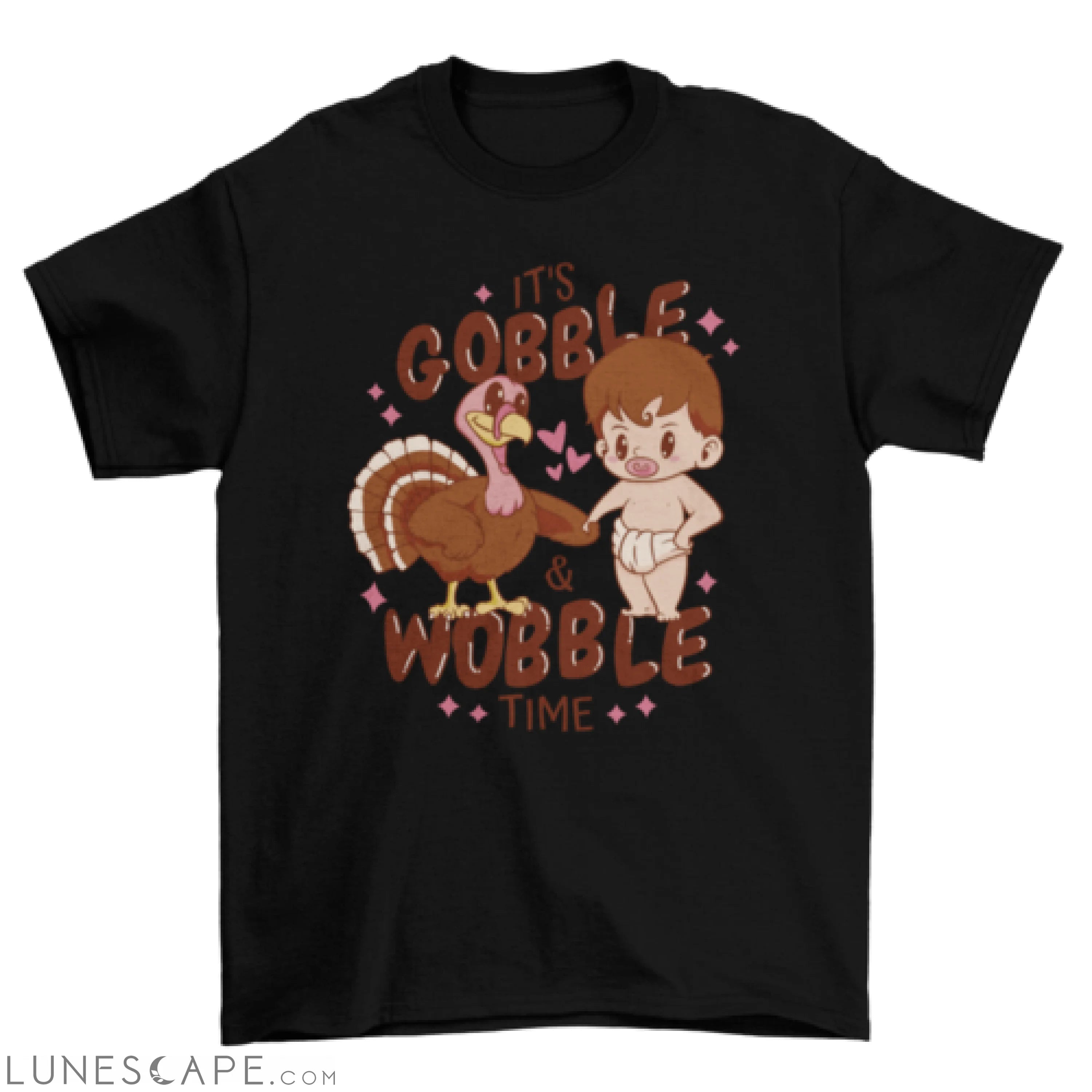 Cute Baby and Turkey Thanksgiving with quote  'It's gobble & wobble LUNESCAPE