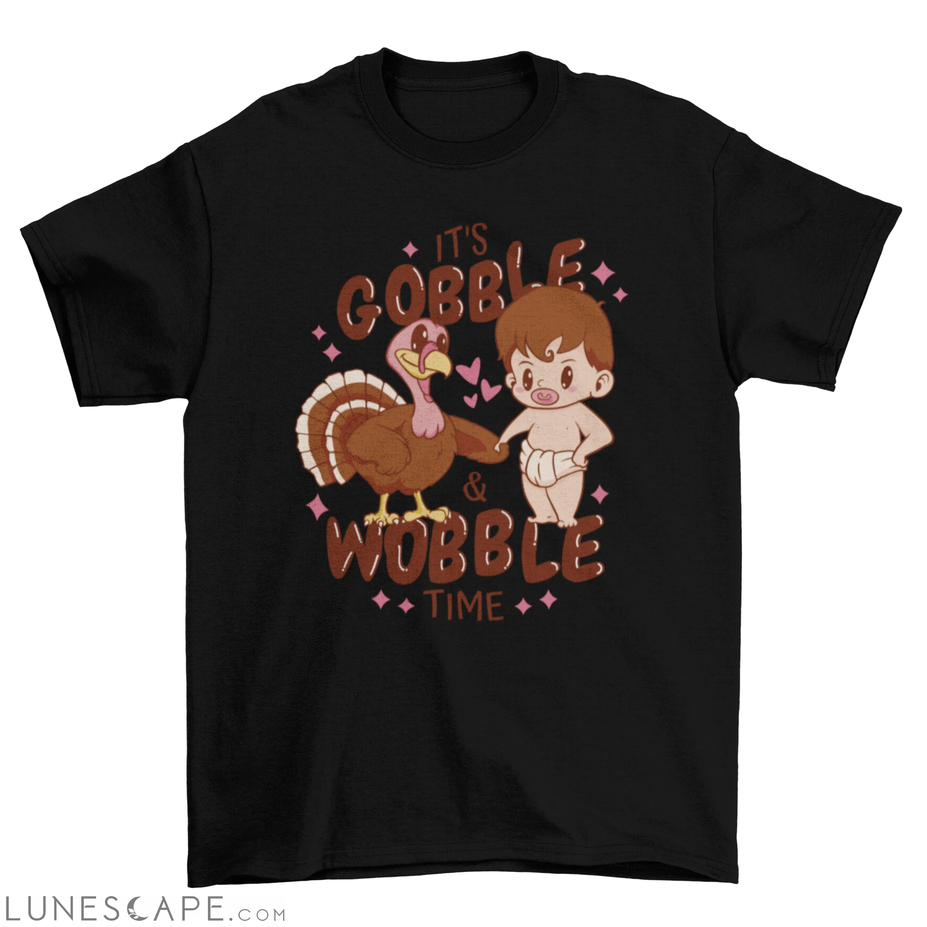 Cute Baby and Turkey Thanksgiving with quote  'It's gobble & wobble LUNESCAPE