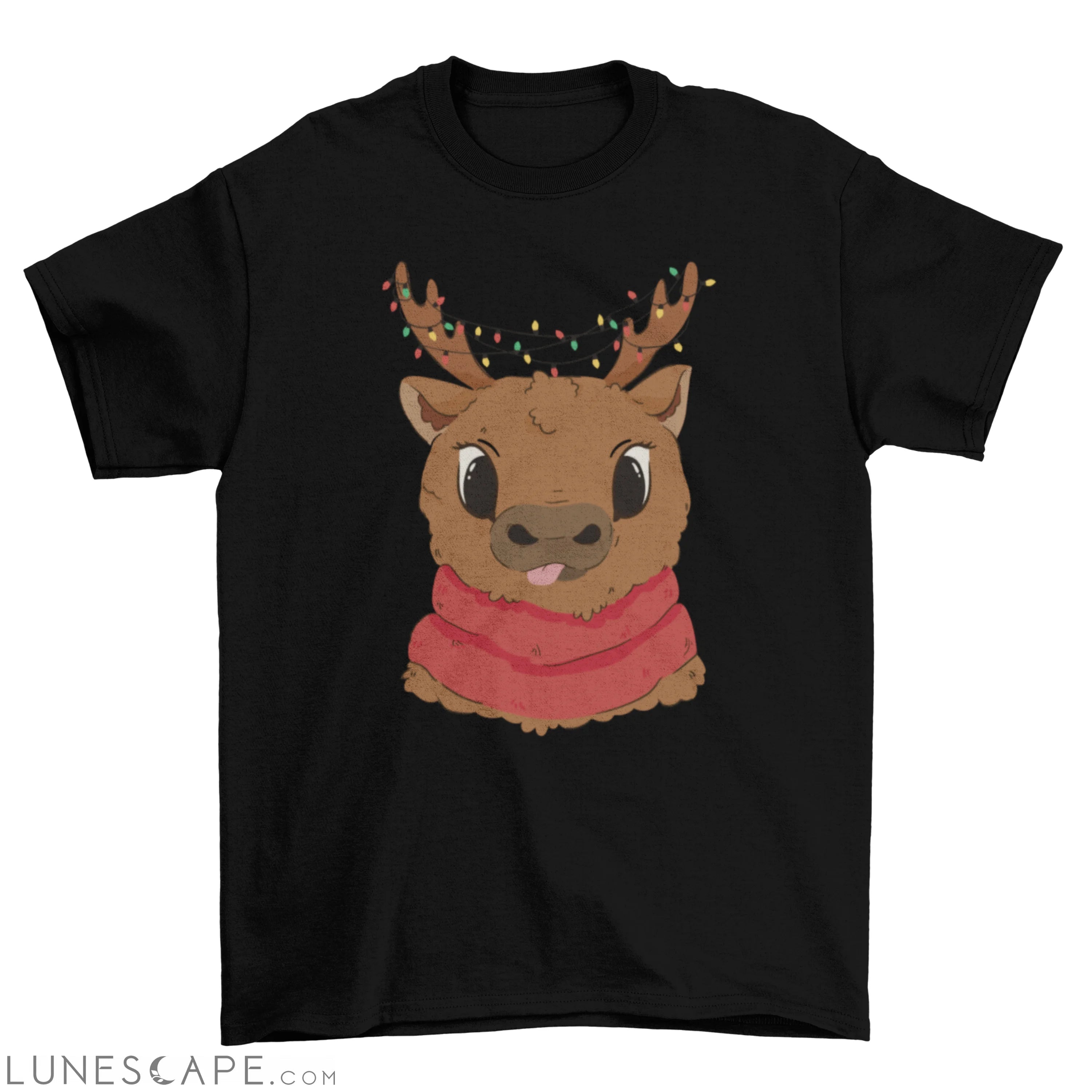Cute Christmas reindeer t-shirt LUNESCAPE