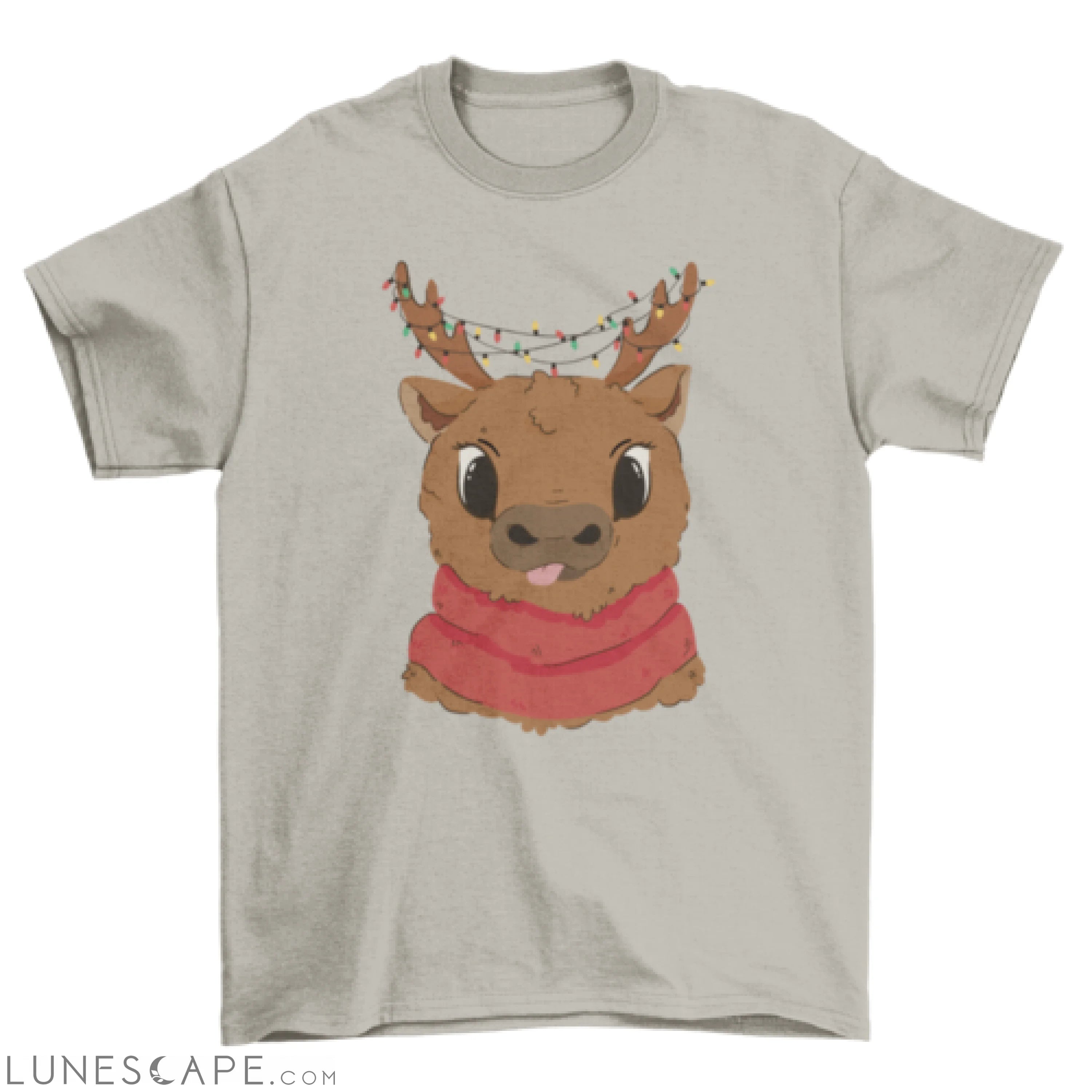 Cute Christmas reindeer t-shirt LUNESCAPE