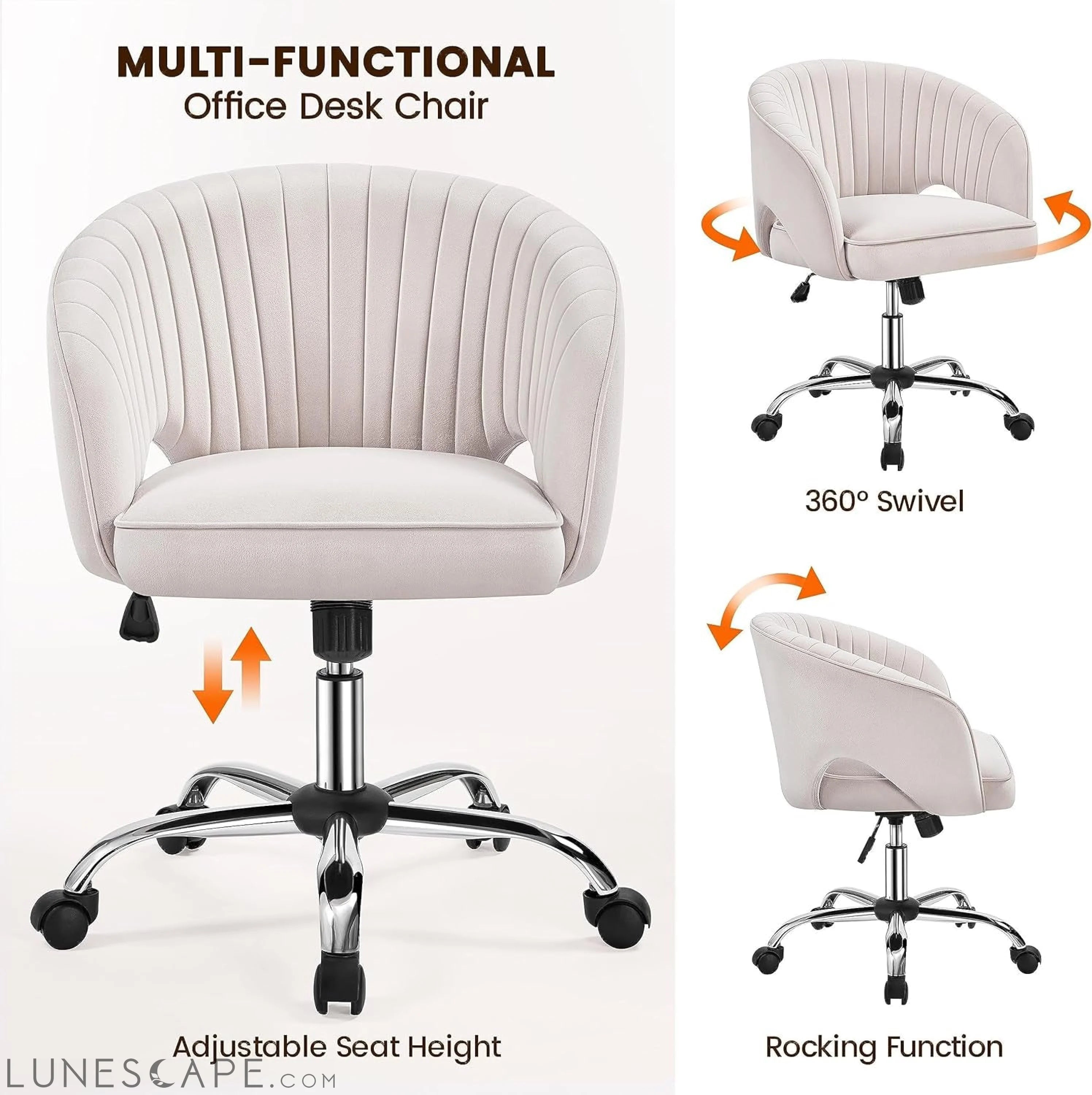 Cute Desk Chair Velvet Chair Vanity Chair with Wheels Home Office LUNESCAPE