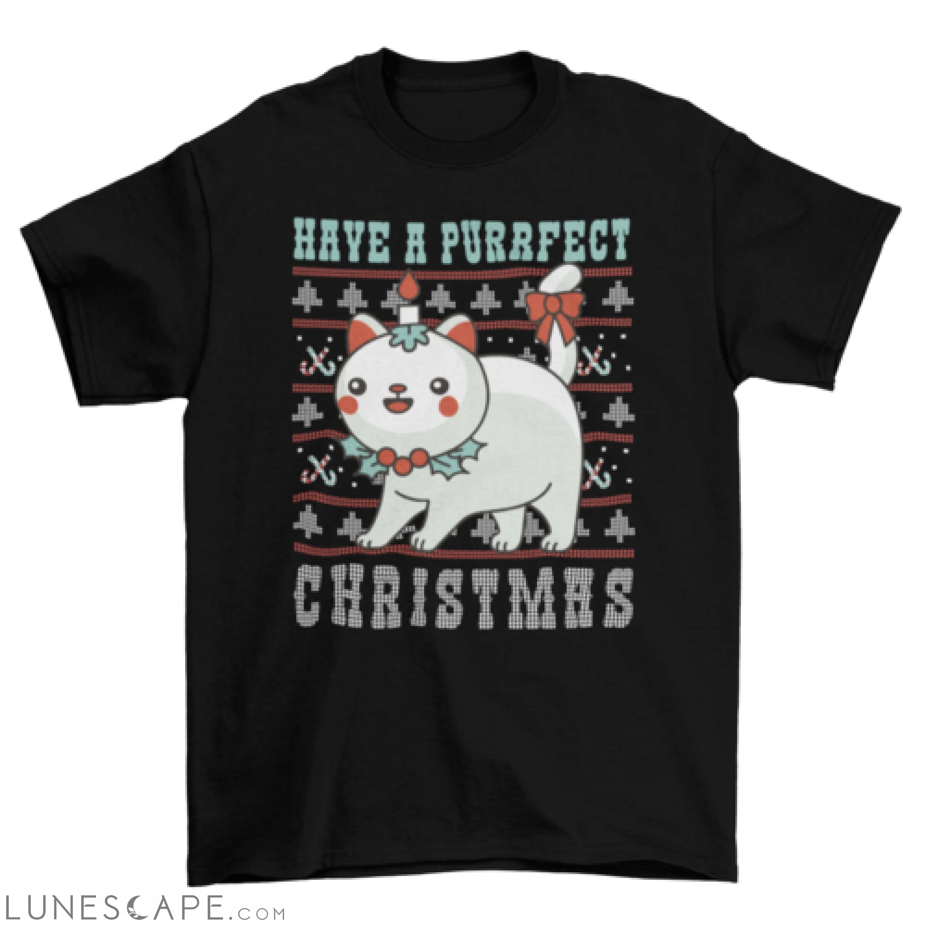 Cute purrfect Christmas cat t-shirt LUNESCAPE