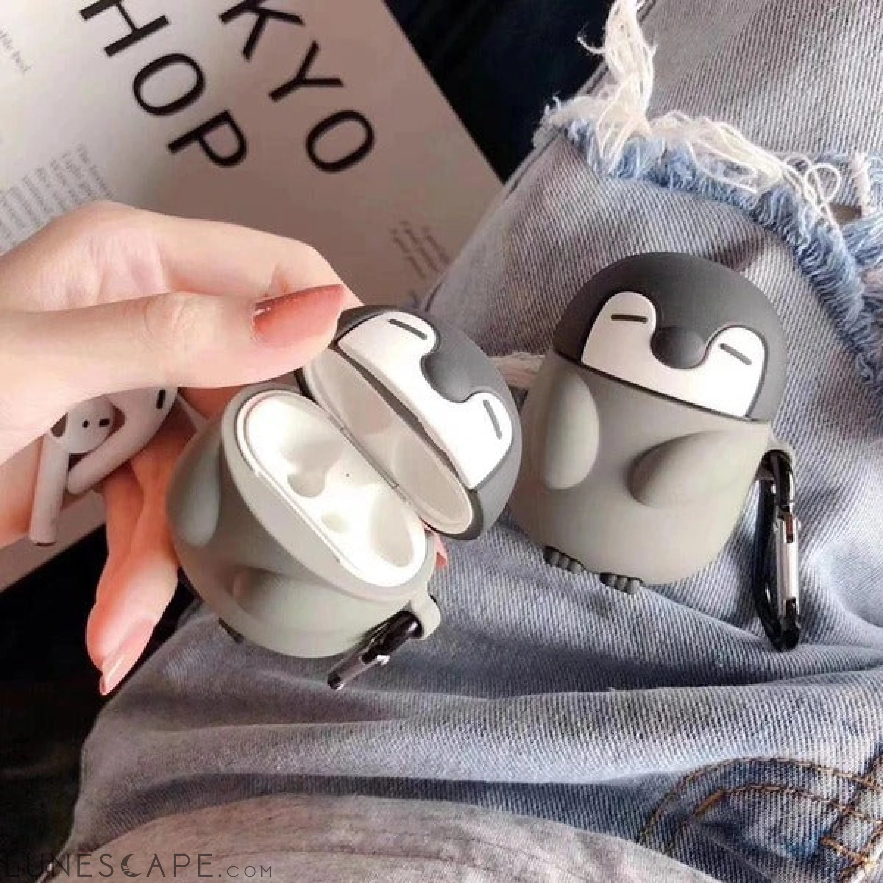 Cute Sleepy Penguin AirPods Case LUNESCAPE