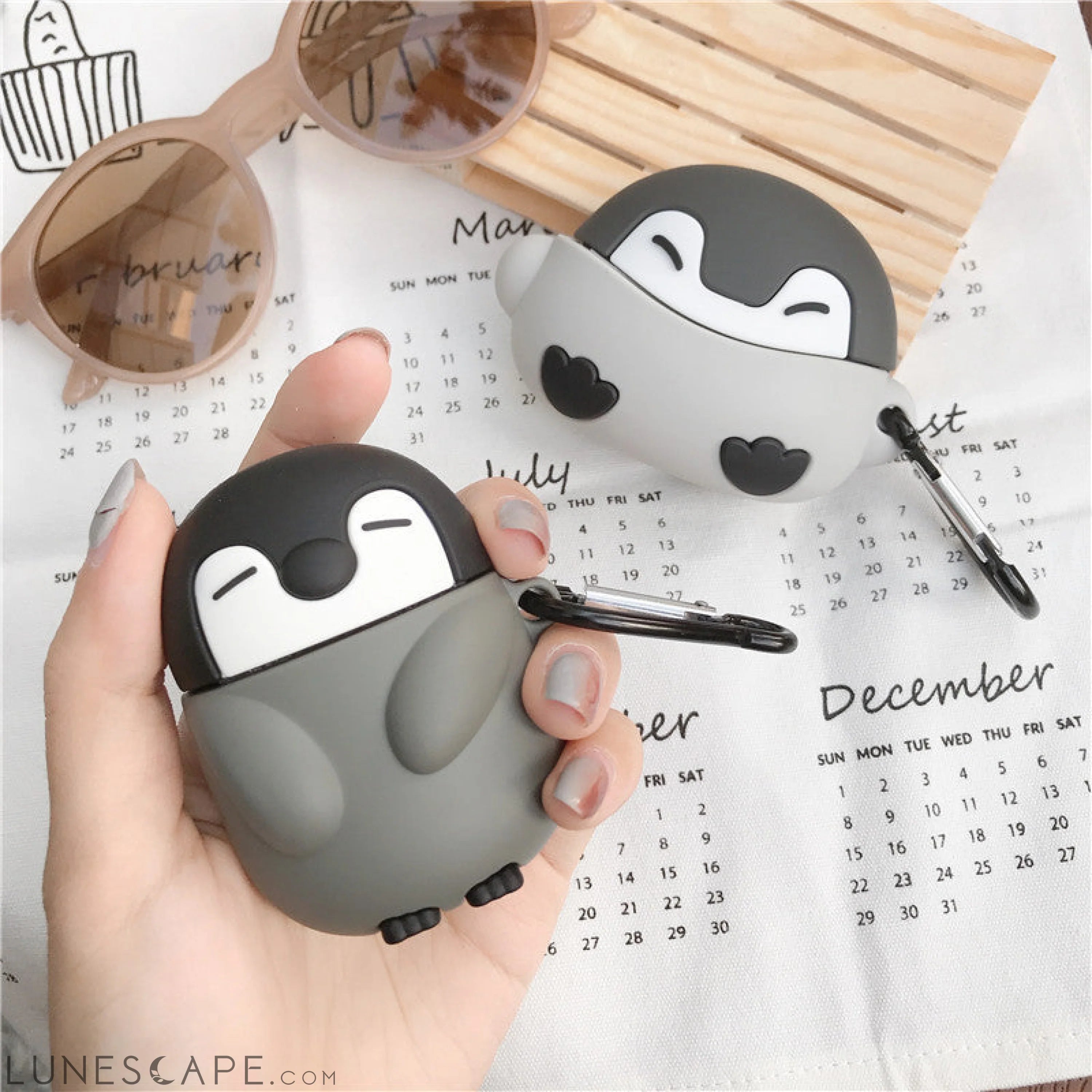 Cute Sleepy Penguin AirPods Case LUNESCAPE