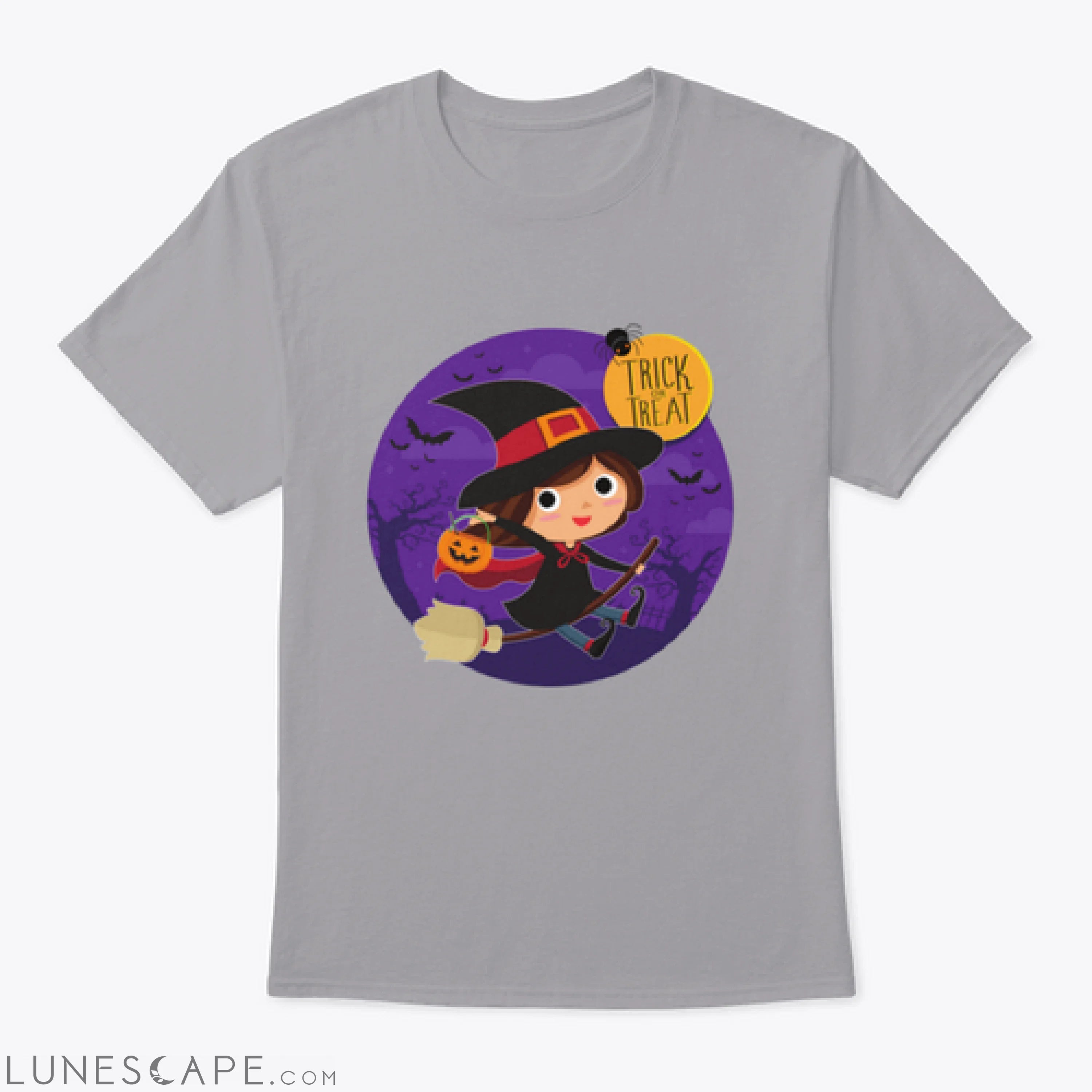 Cute Witch On Broom Vector Cartoon Illustration Shirt Design LUNESCAPE