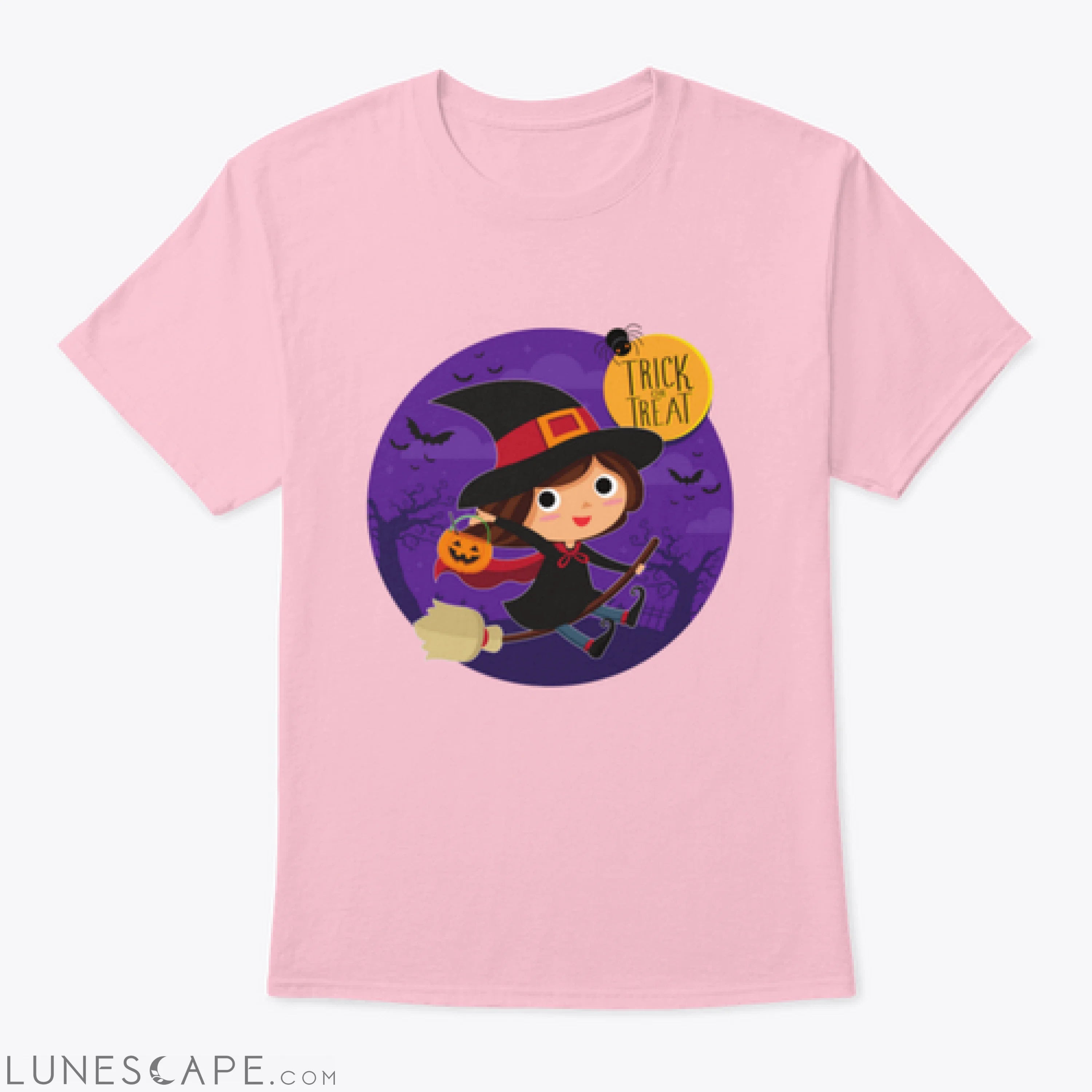 Cute Witch On Broom Vector Cartoon Illustration Shirt Design LUNESCAPE
