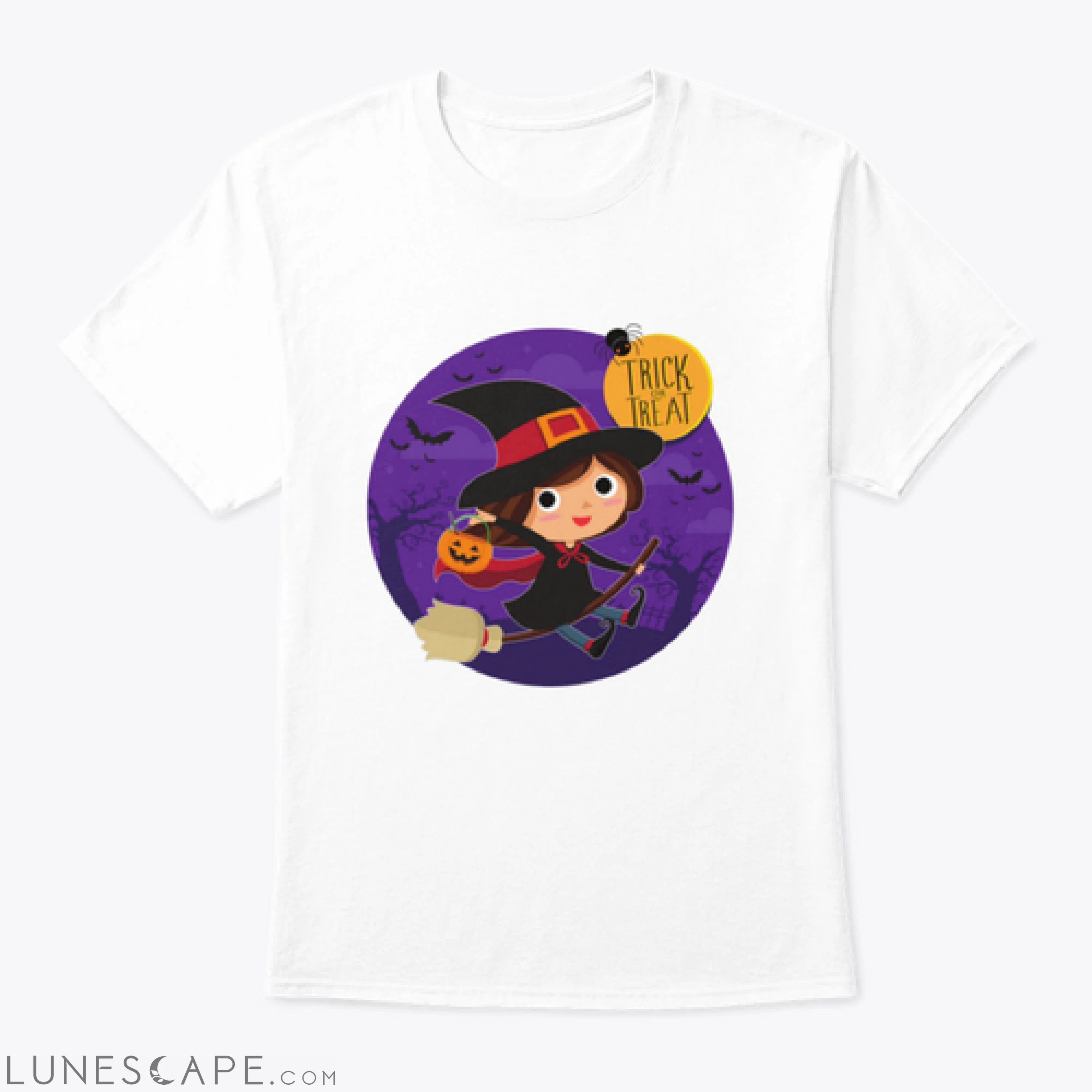 Cute Witch On Broom Vector Cartoon Illustration Shirt Design LUNESCAPE