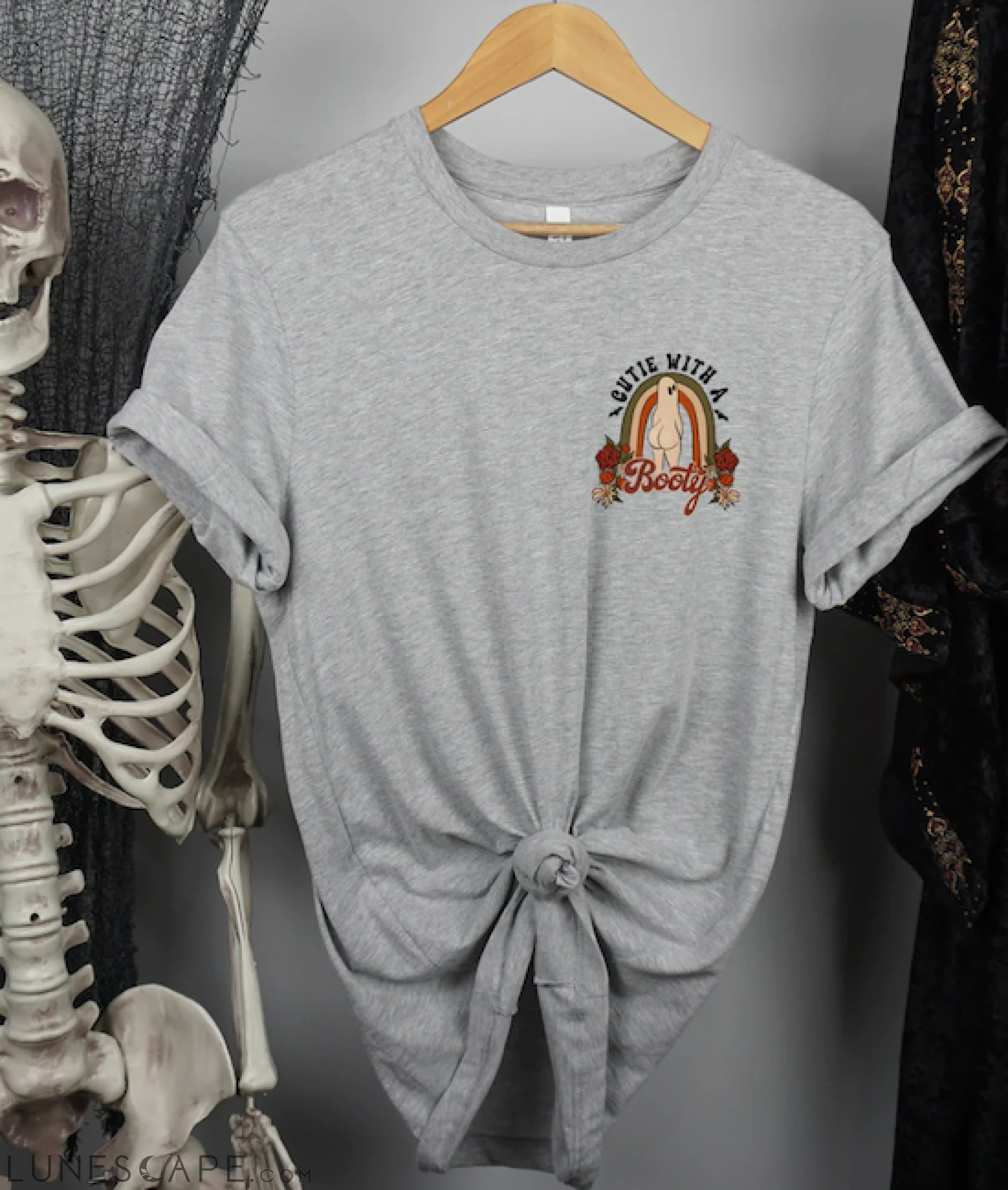 Cutie with a Booty Ghost - Pocket Print Unisex T-shirt LUNESCAPE