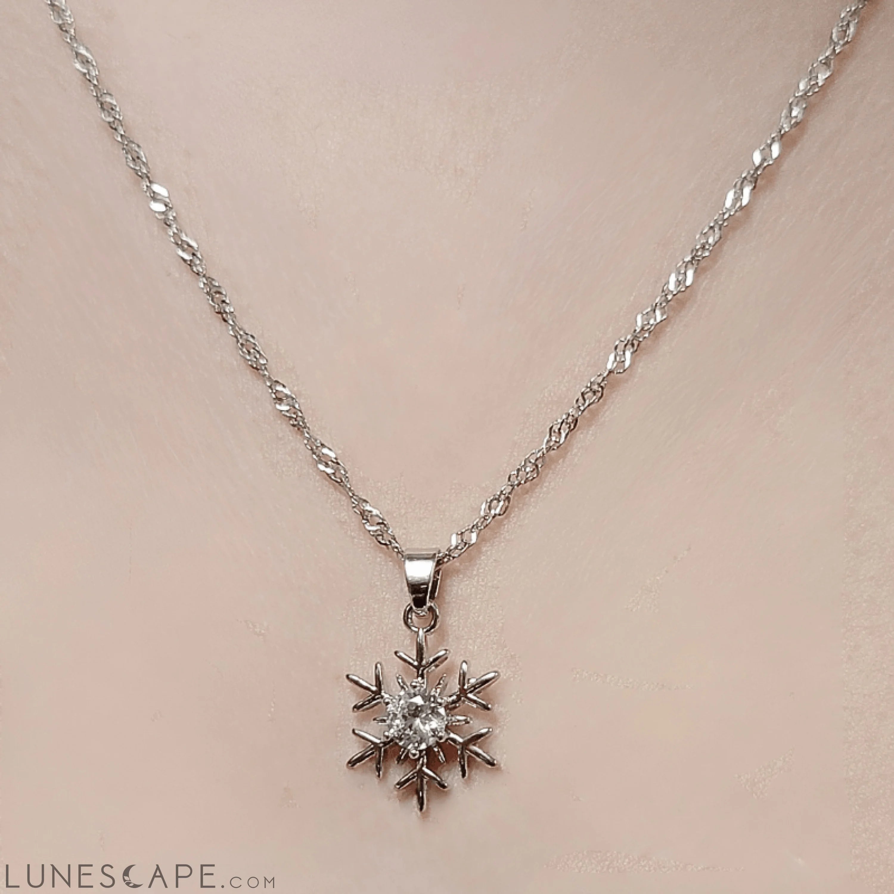 CZ Snowflake Necklace Pendant LUNESCAPE
