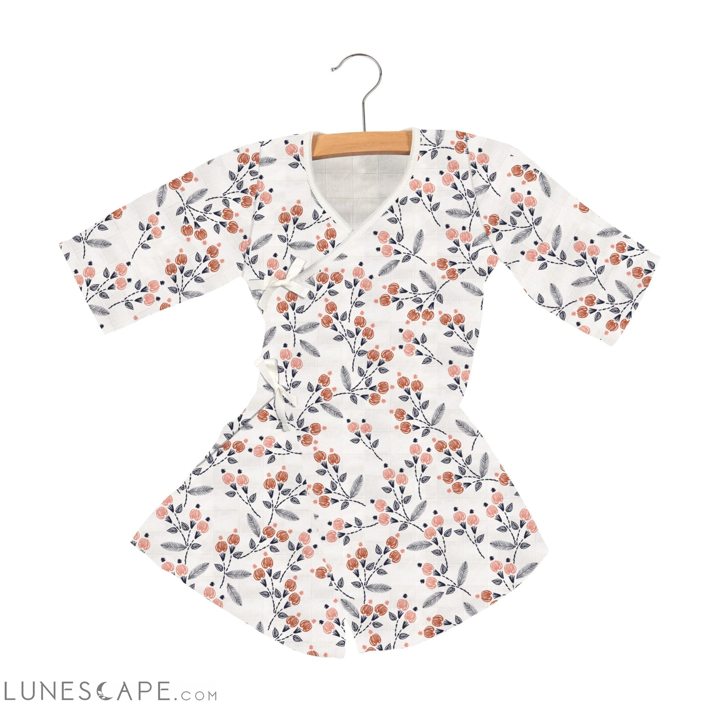 Dahlia Floral Bamboo Newcastle Mini Wrap Dress LUNESCAPE