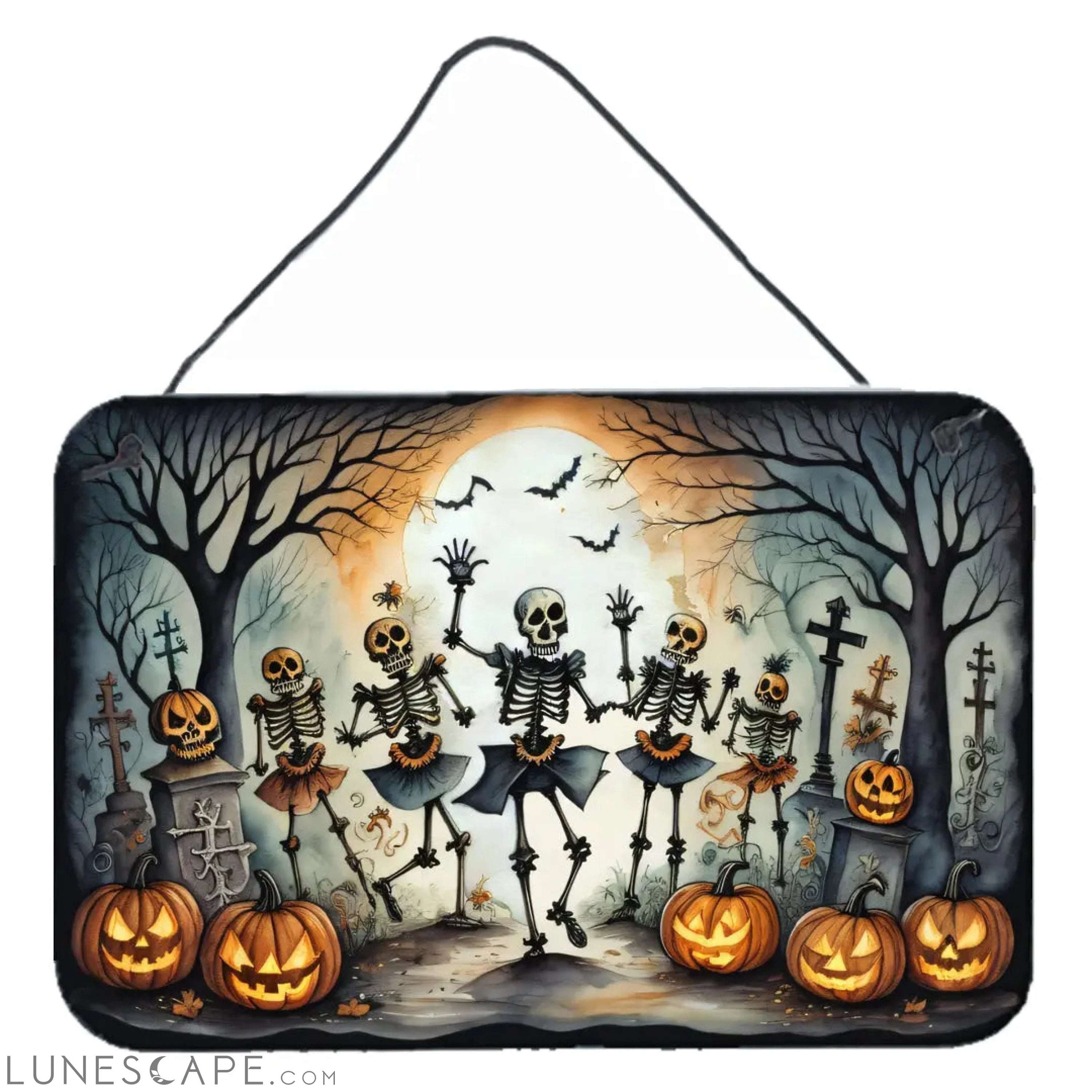 Dancing Skeletons Spooky Halloween Wall or Door Hanging Prints LUNESCAPE