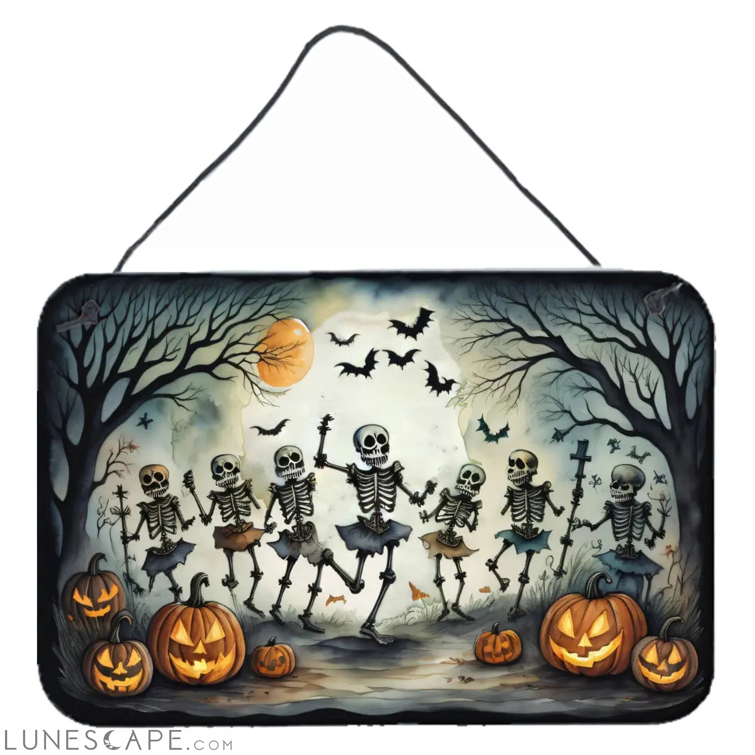 Dancing Skeletons Spooky Halloween Wall or Door Hanging Prints LUNESCAPE