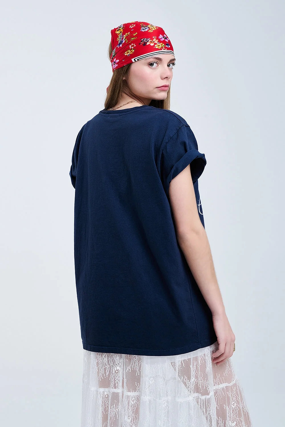 Dark Blue T Shirt With Castle Manor Design LUNESCAPE