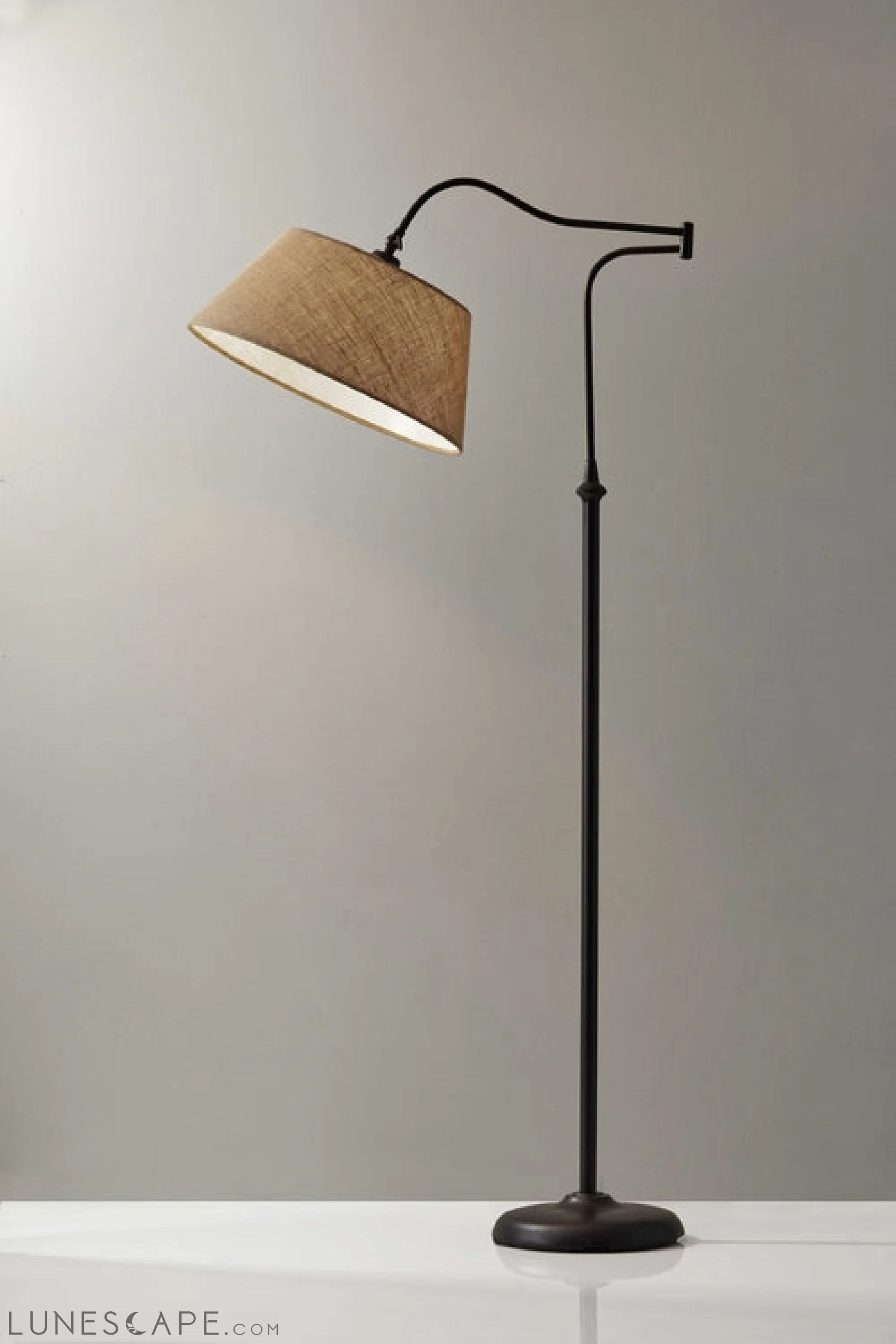 Dark Bronze Metal Floor Lamp with Adjustable Swing Arm LUNESCAPE
