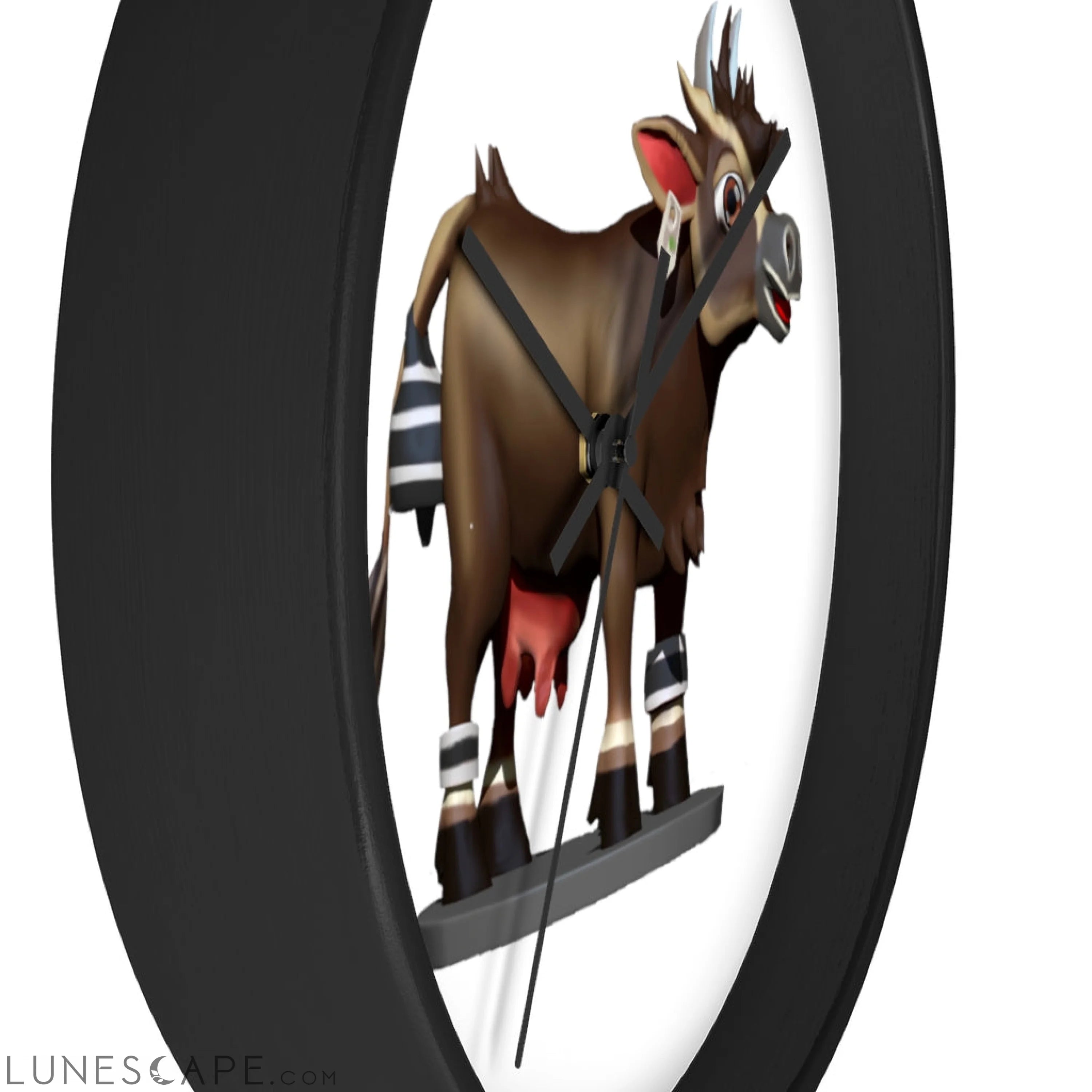 Dark Brown Cow Wall clock LUNESCAPE