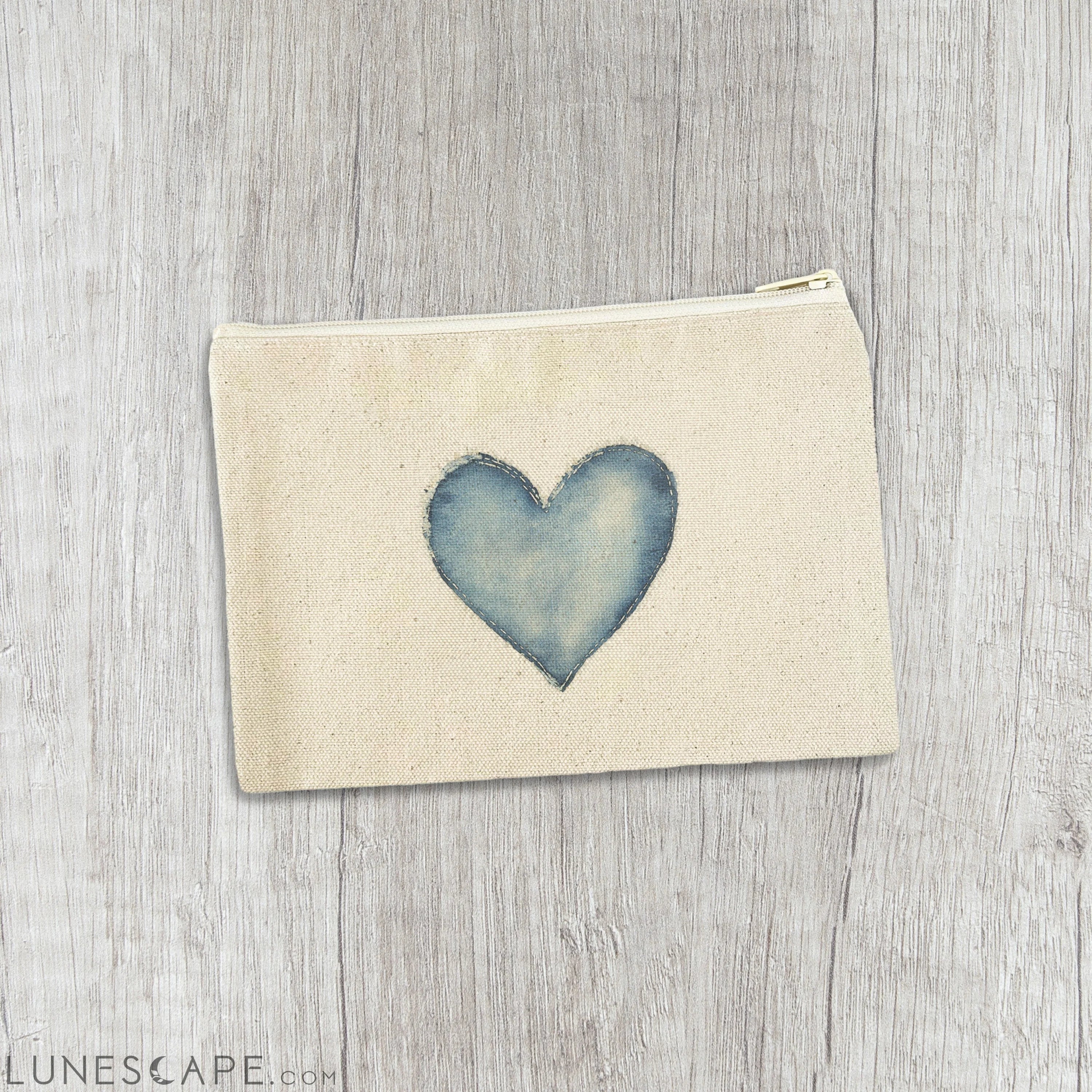 Denim Heart - Valentine's Day Canvas Zipper Pouch LUNESCAPE