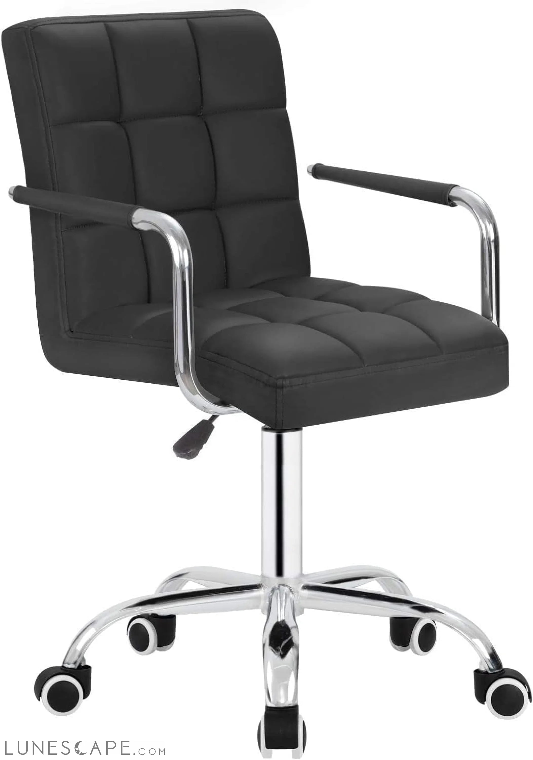 Desk Chair Modern Office Chair with Wheels Vanity Chair PU Leather LUNESCAPE