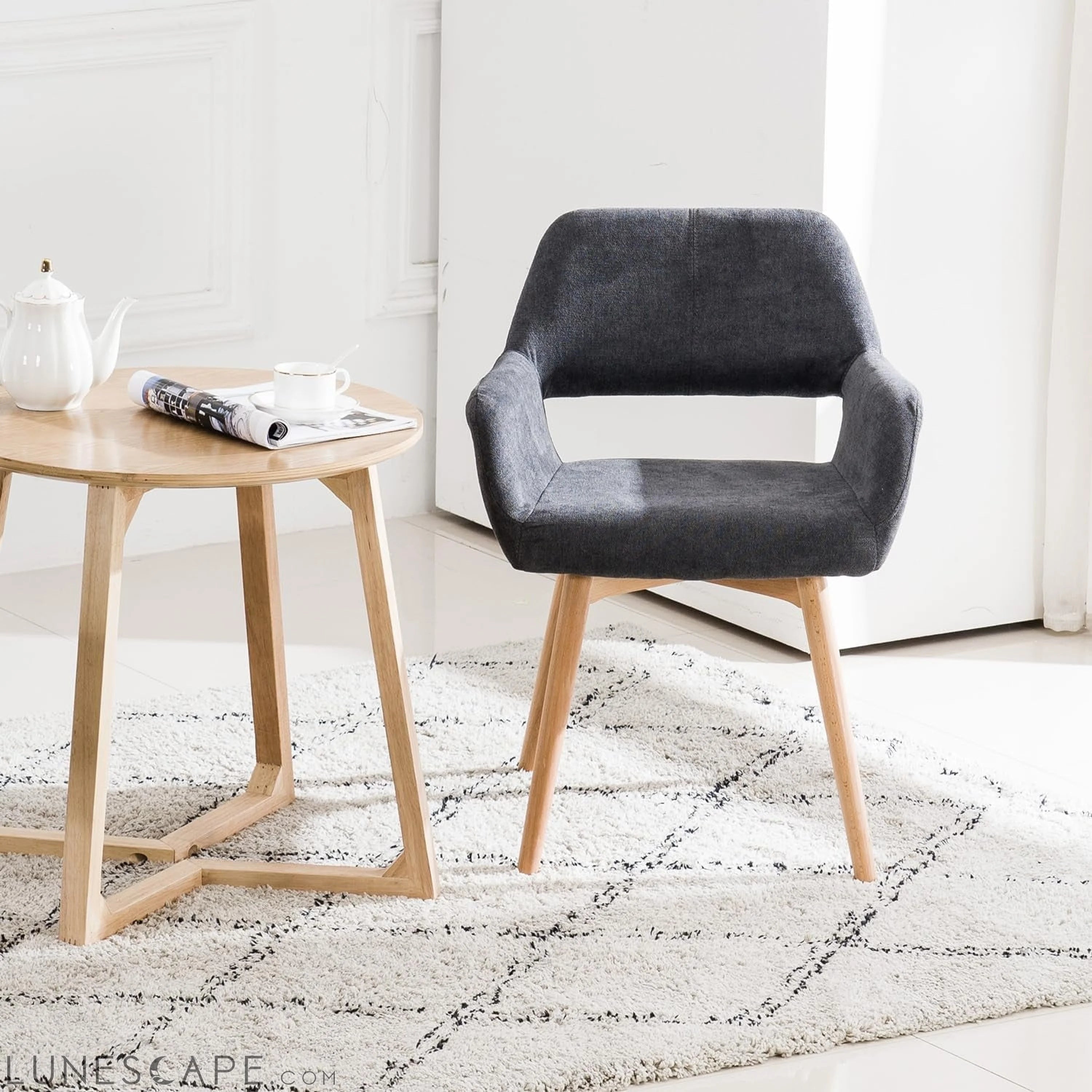 Desk Chair No Wheels Vanity Chair Makeup Chair Comfy Accent Chair for LUNESCAPE