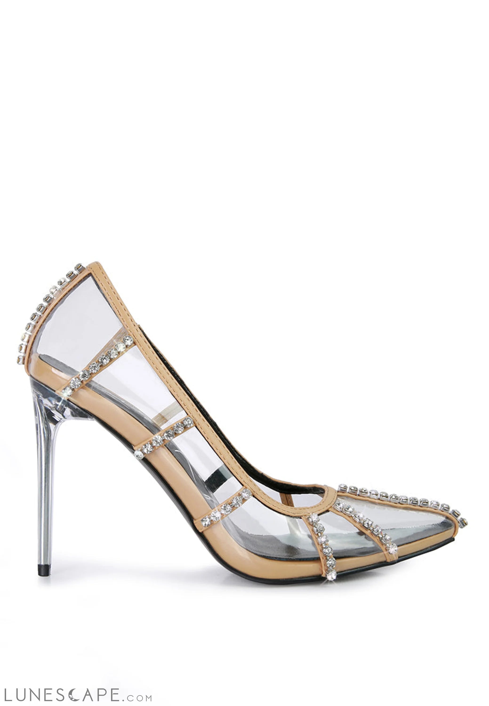 Diamante Clear Stiletto Heel Pumps LUNESCAPE