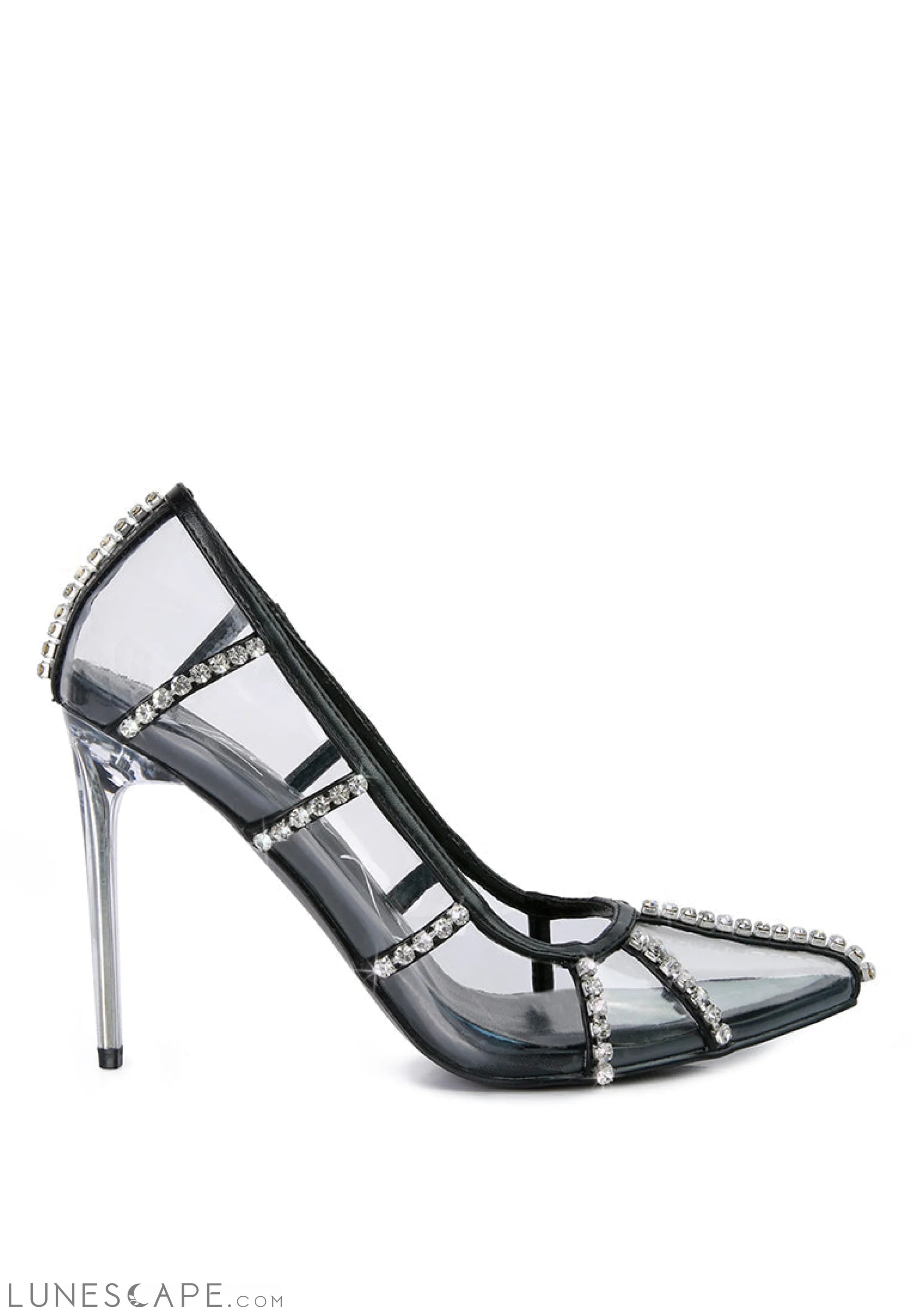Diamante Clear Stiletto Heel Pumps LUNESCAPE