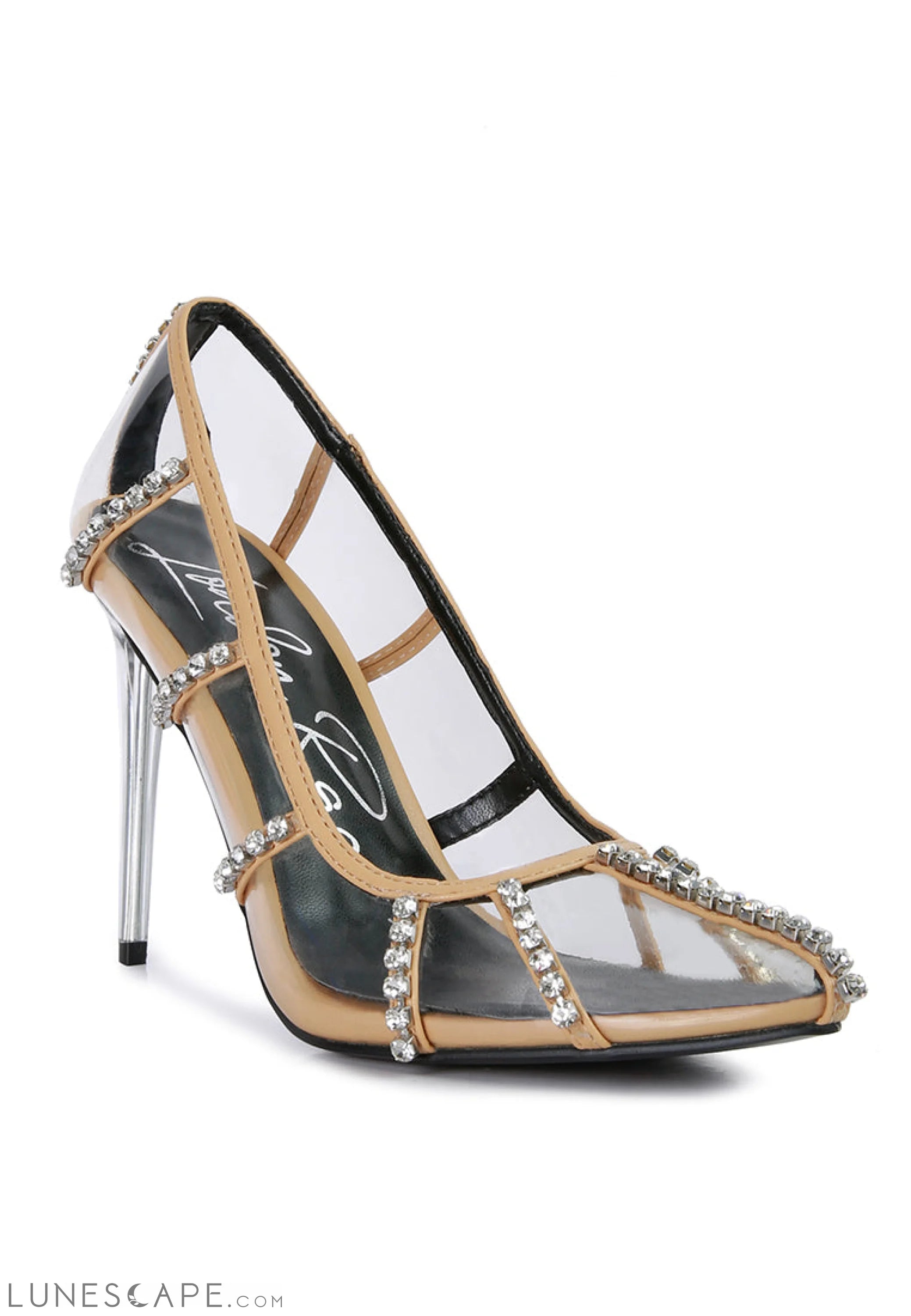 Diamante Clear Stiletto Heel Pumps LUNESCAPE