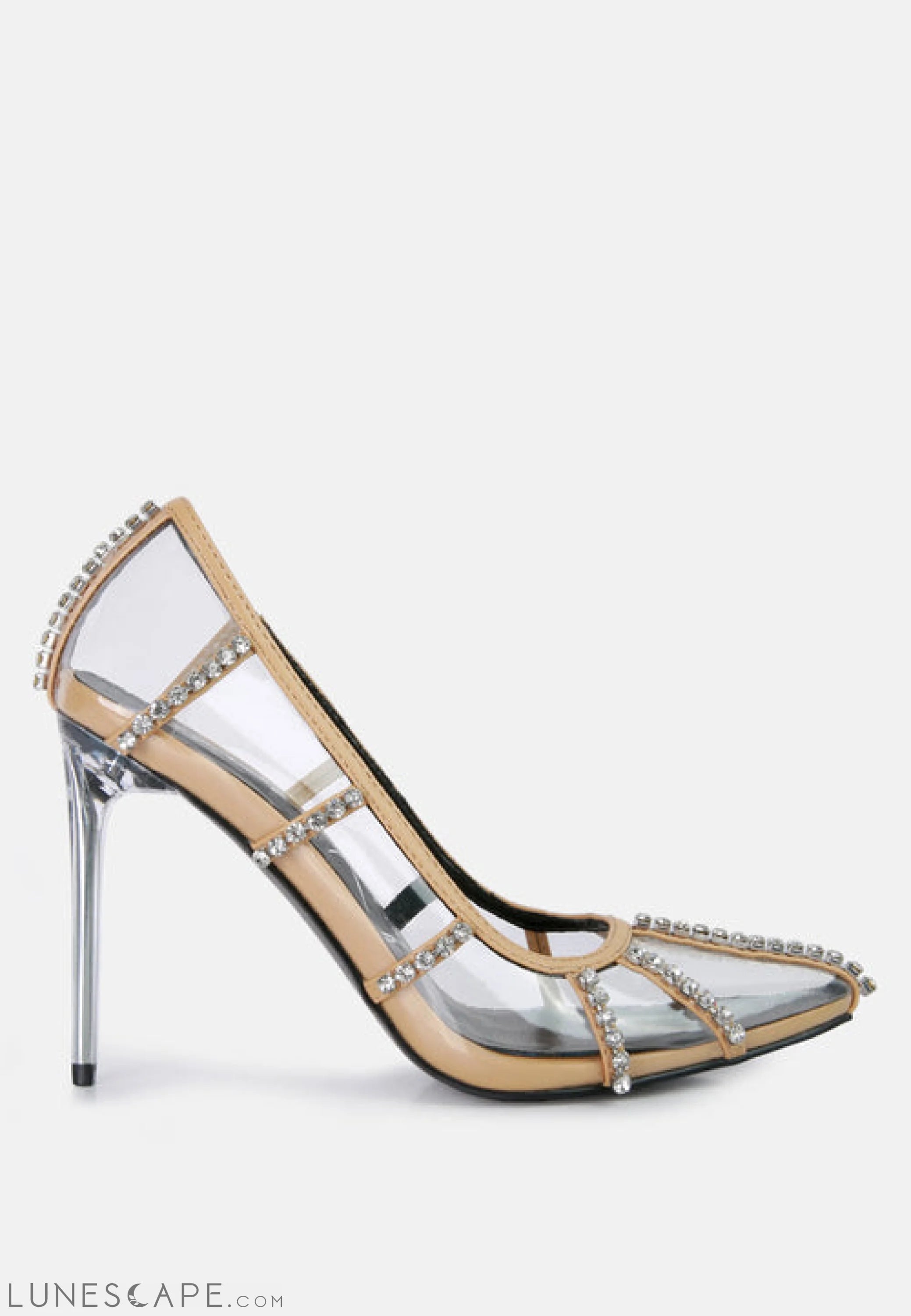 Diamante Clear Stiletto Heel Pumps LUNESCAPE