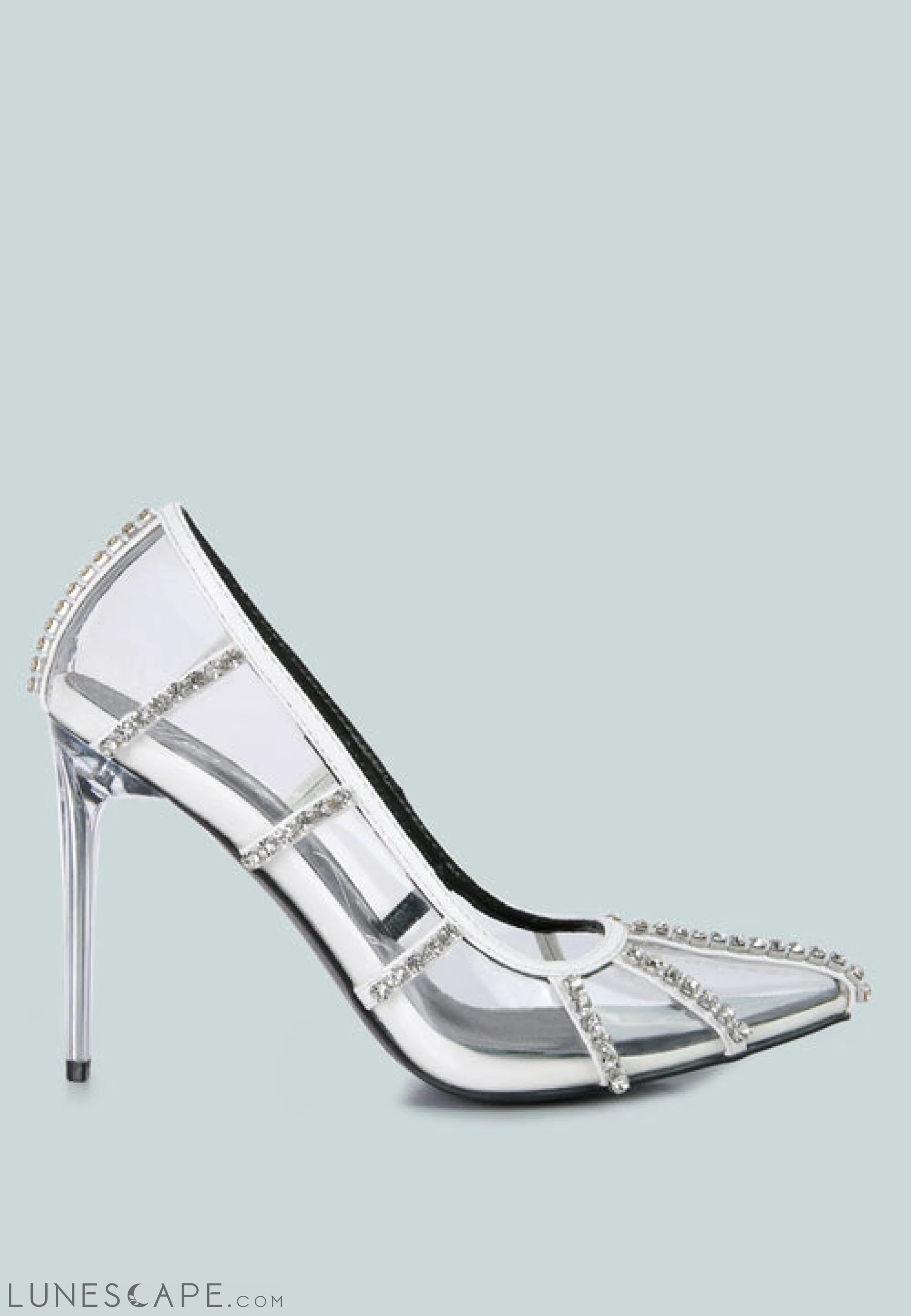 Diamante Clear Stiletto Heel Pumps LUNESCAPE
