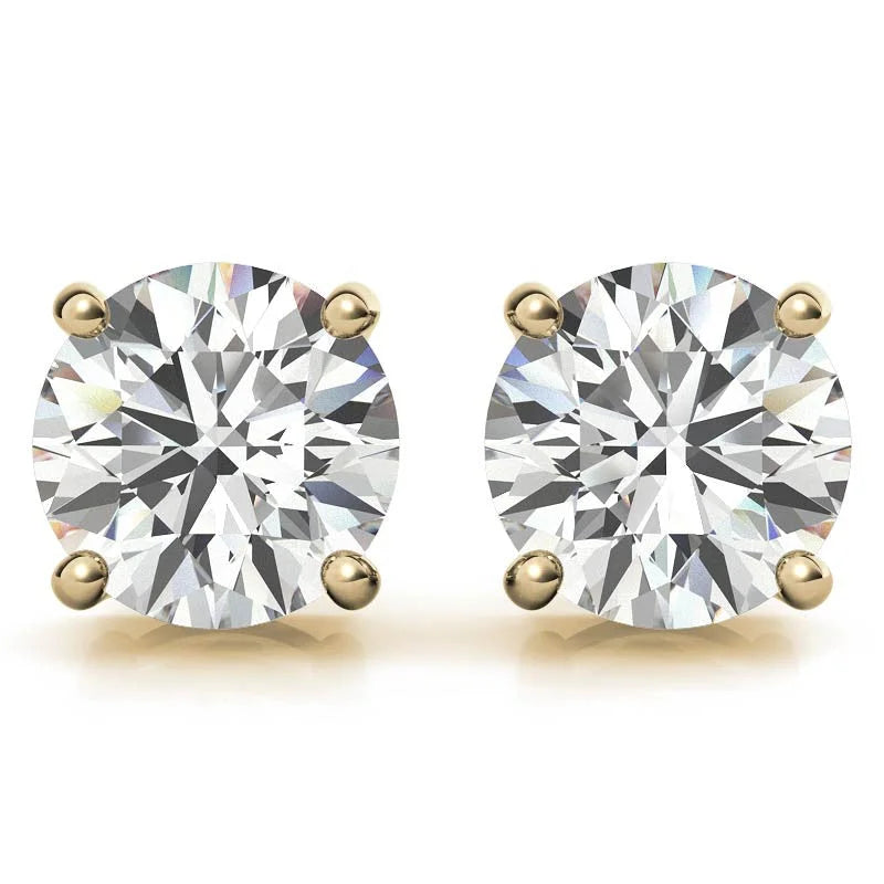 Diamond Stud Earrings in 14K White or Yellow Gold - G Color VS Clarity LUNESCAPE