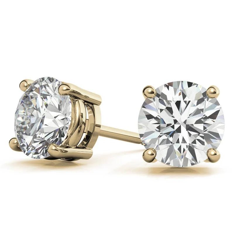Diamond Stud Earrings in 14K White or Yellow Gold - G Color VS Clarity LUNESCAPE