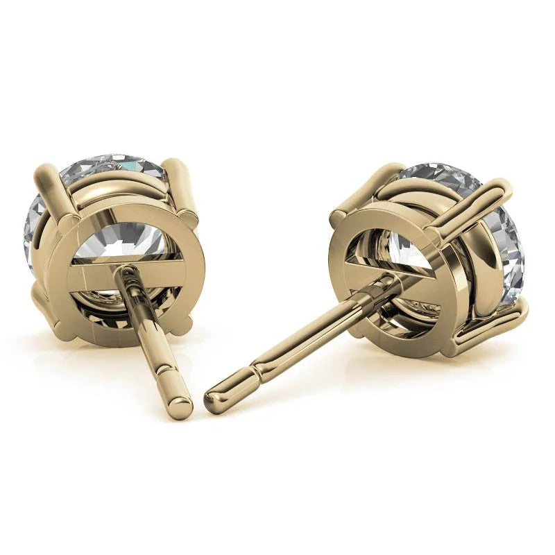 Diamond Stud Earrings in 14K White or Yellow Gold - G Color VS Clarity LUNESCAPE