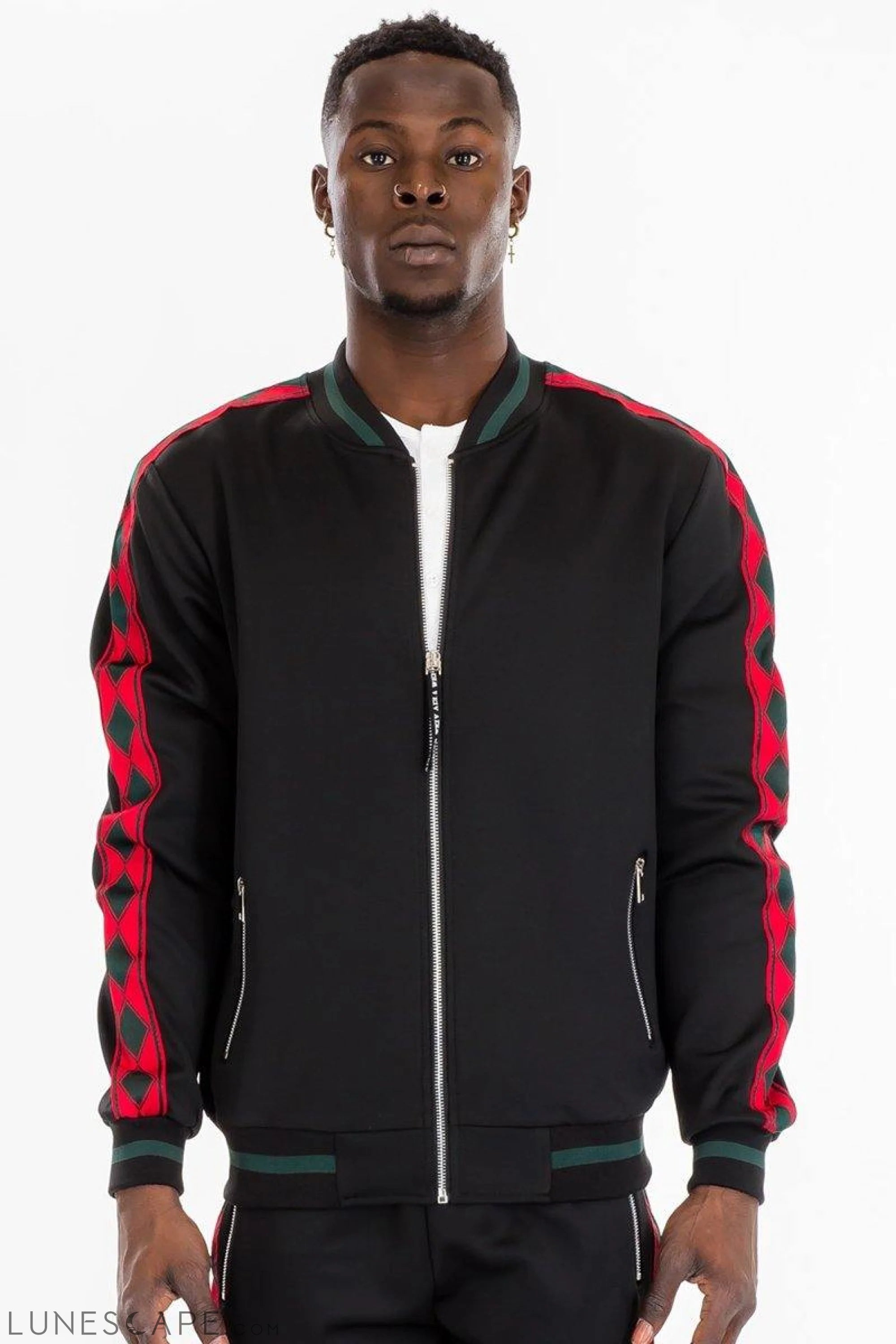 DIAMOND TAPE TRACK JACKET - RED STRIPE LUNESCAPE