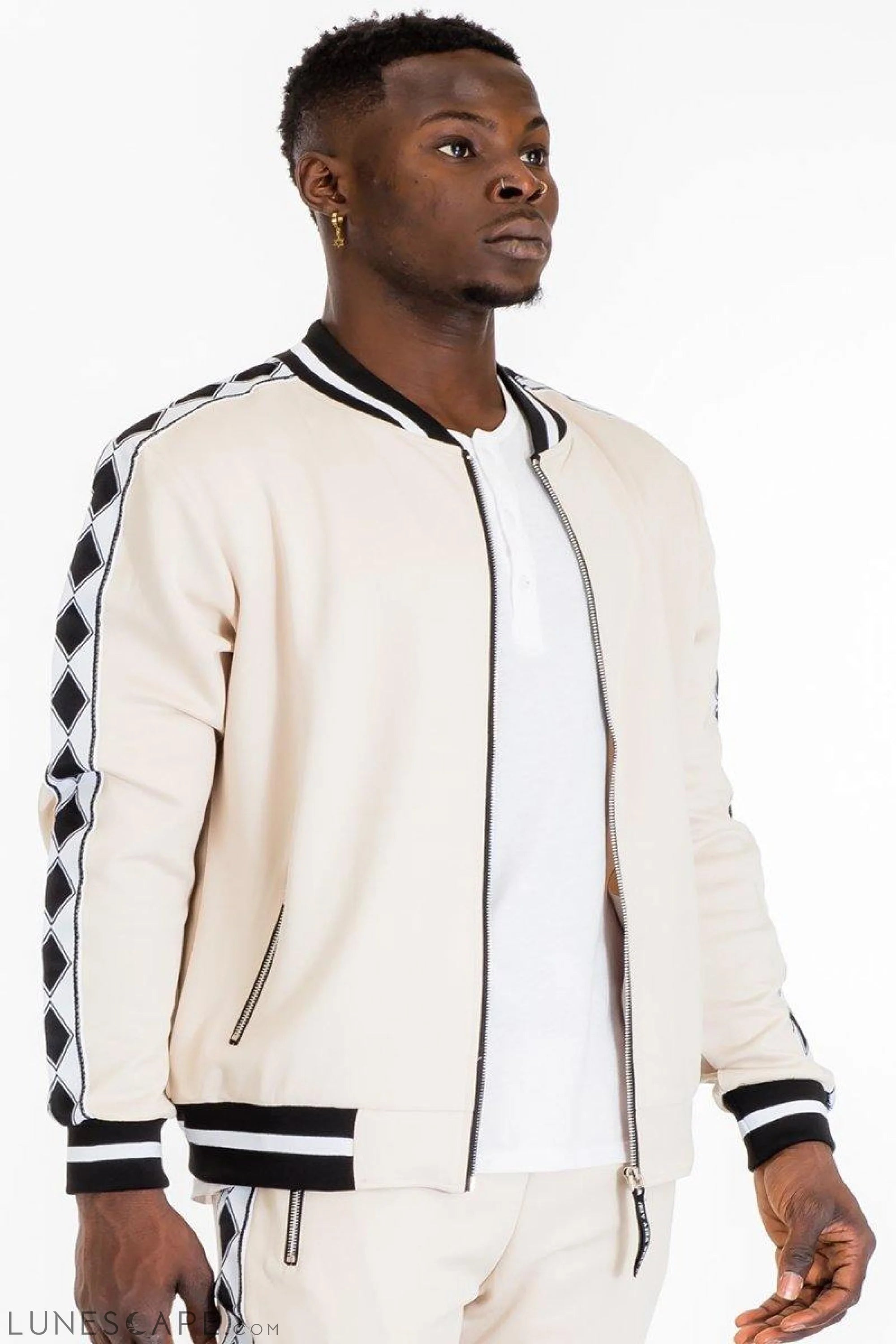 DIAMOND TAPE TRACK JACKET - WHITE LUNESCAPE