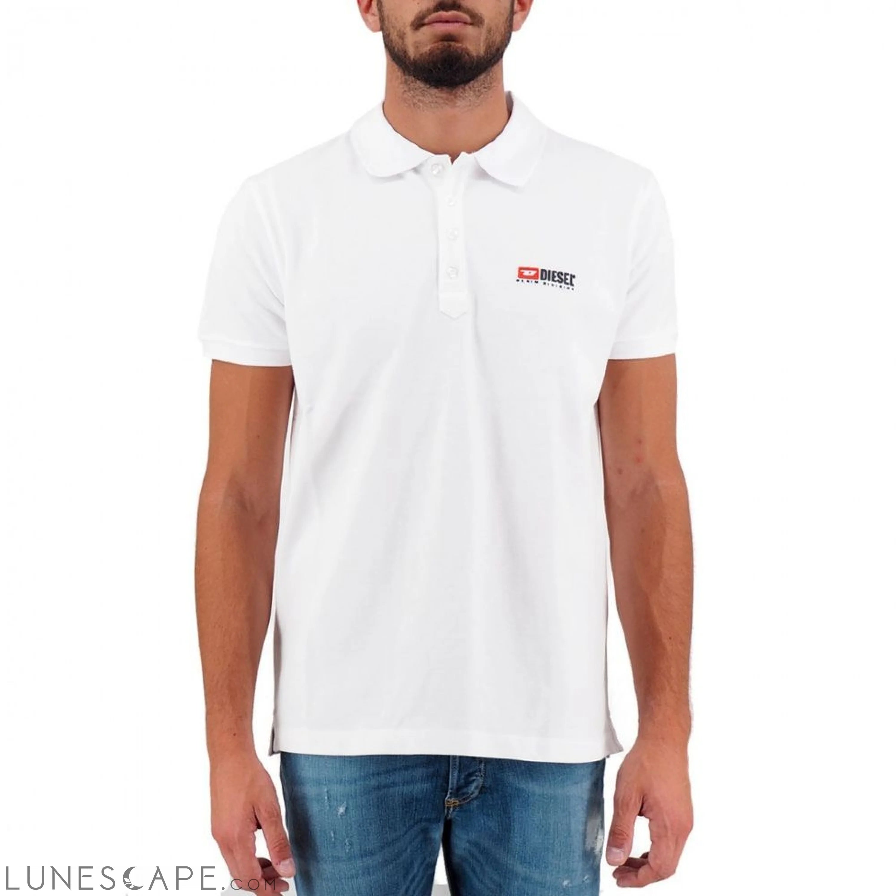 Diesel Elegant White Cotton Polo Shirt with Contrasting Logo LUNESCAPE