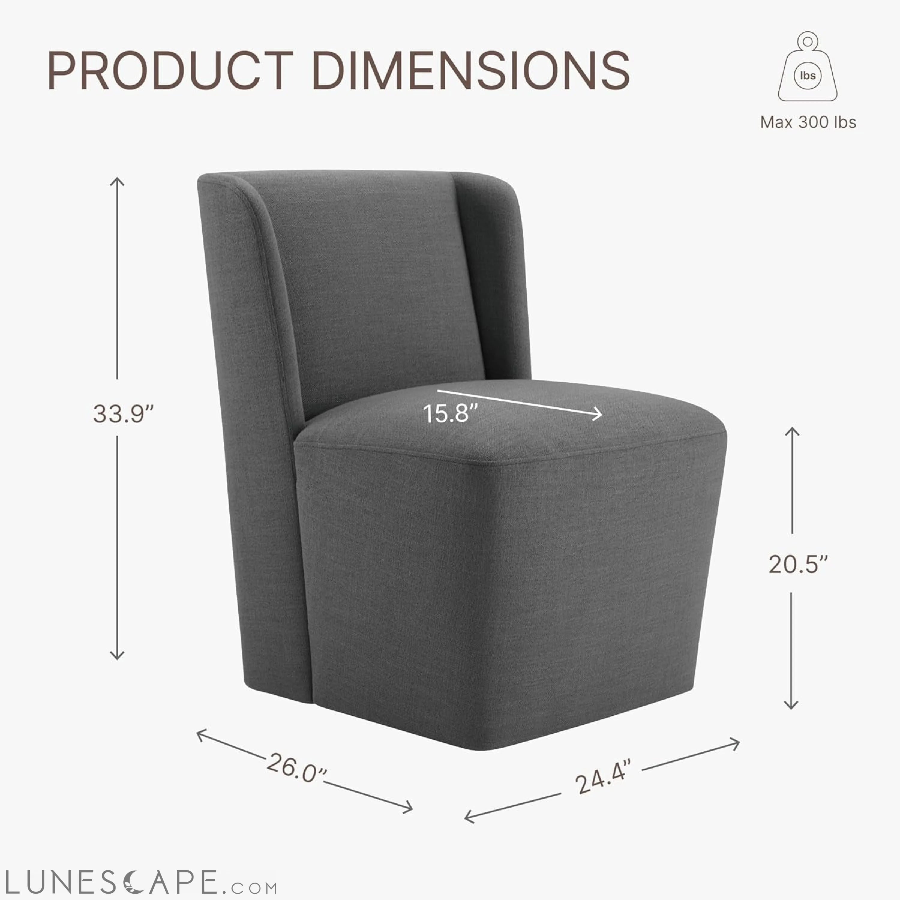 Dining Chairs with Casters No Assembly Upholstered Wingback Single LUNESCAPE