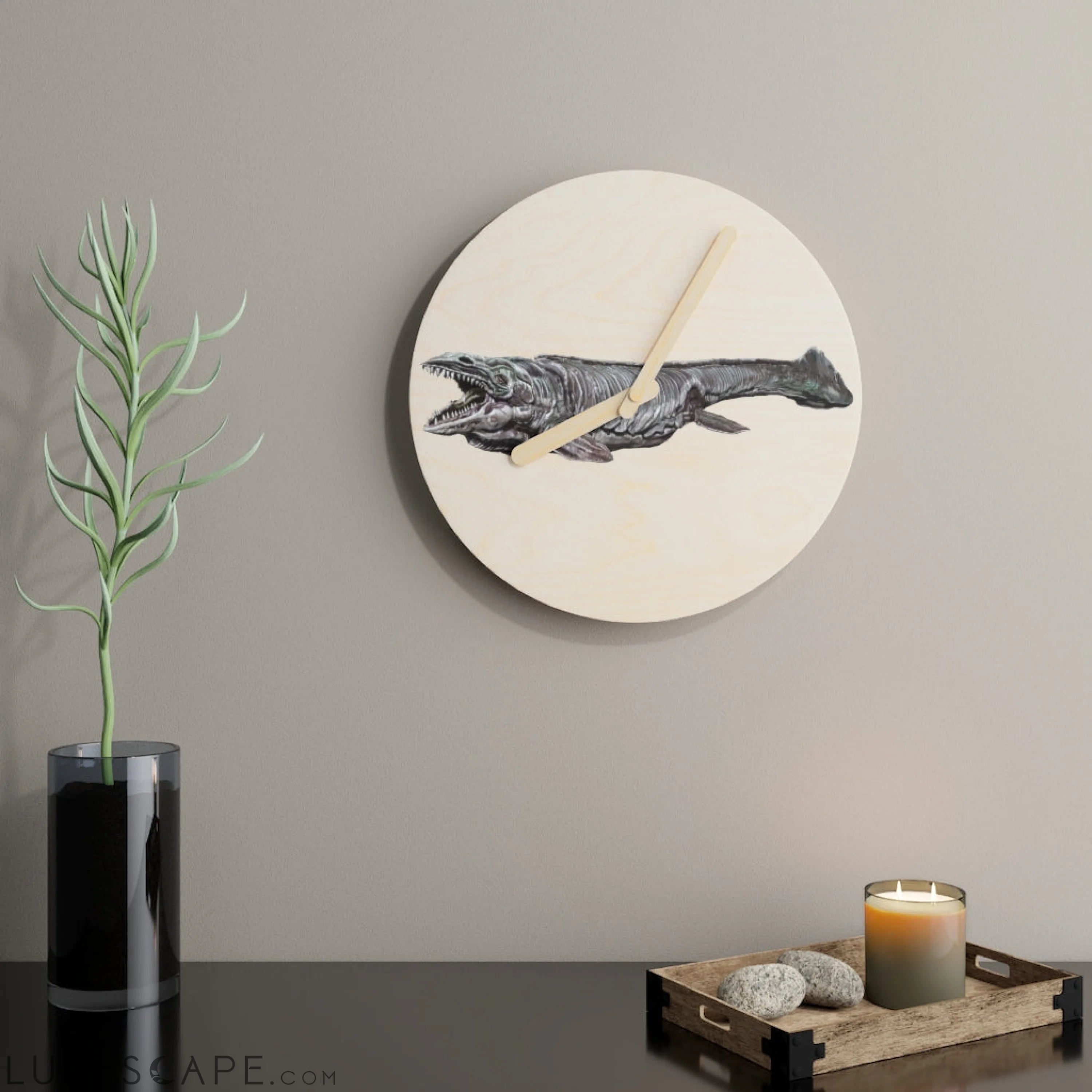 Dino Sea Creature Wooden Wall Clock LUNESCAPE