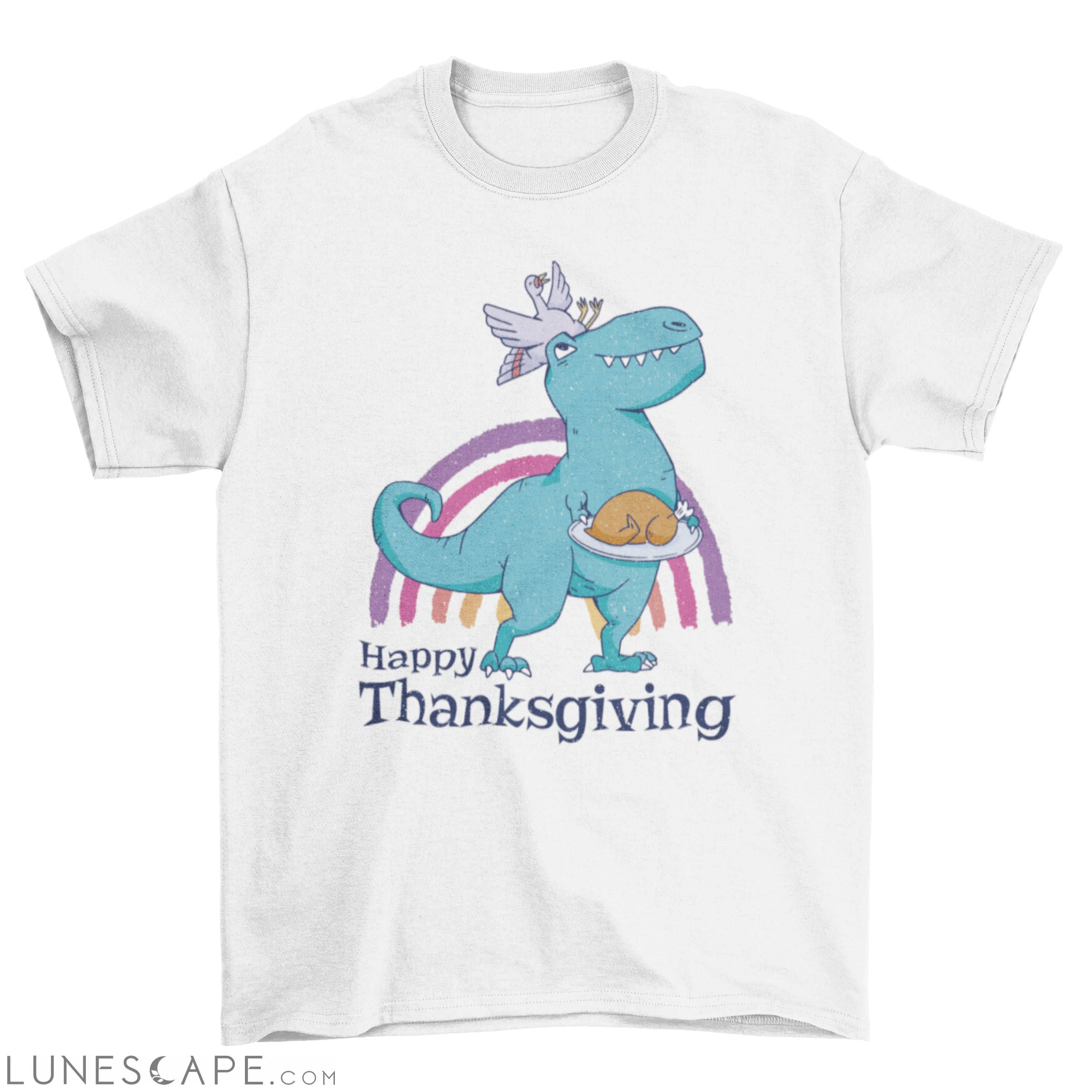 Dinosaur and turkey thanksgiving t-shirt LUNESCAPE