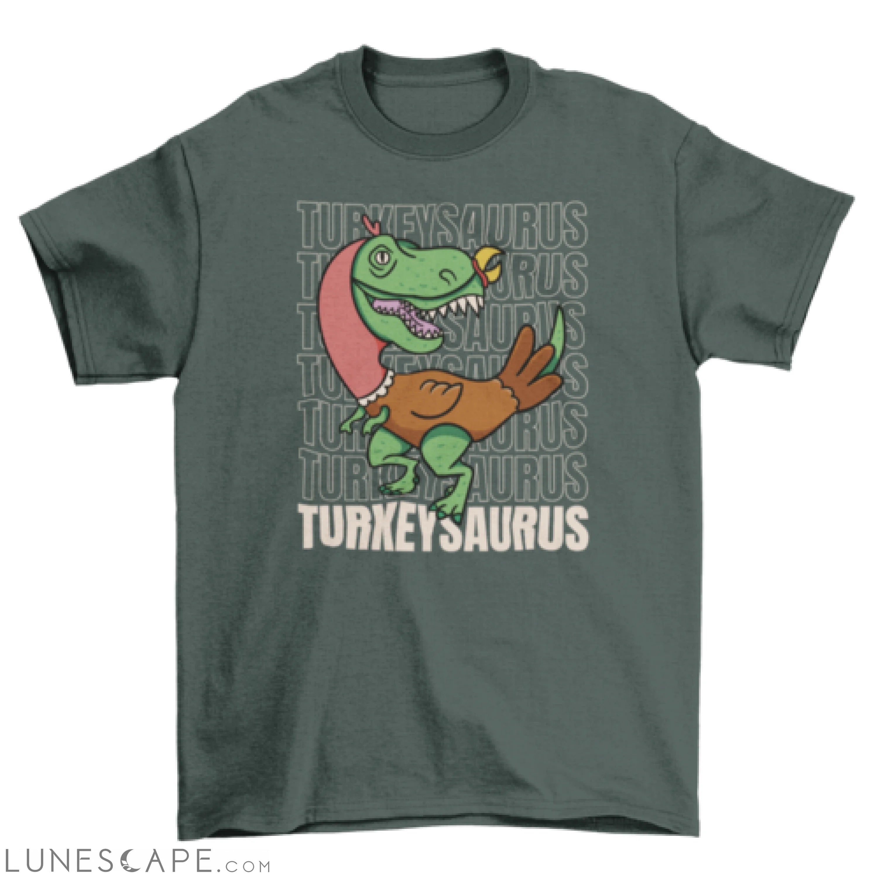 Dinosaur as turkey Thanksgiving t-shirt LUNESCAPE
